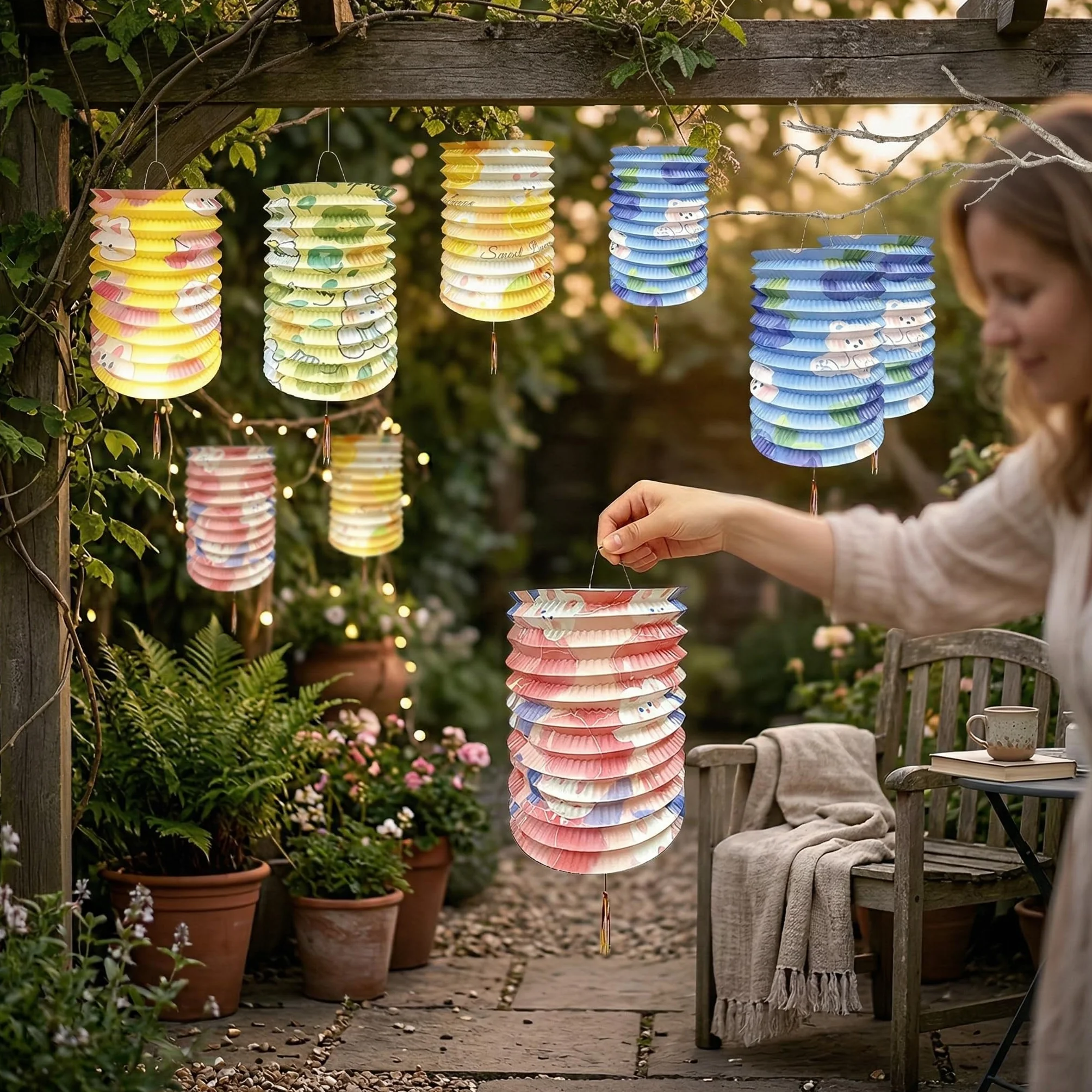 Set di 12 Lanterna Cinese in Carta, 6,3 Pollici, Decorazione per Compleanno, Matrimonio e Festa di Capodanno, 6 Colori, per Interni ed Esterni