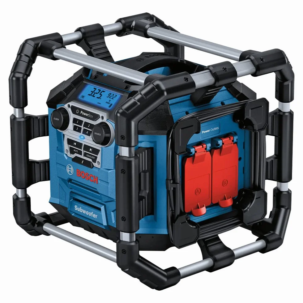 Bosch Professional 18V System Radio da cantiere a batteria GPB 18V-5 C (ricezione tramite Bluetooth, FM e AUX, incl. cavo AUX, 2 batterie (AA), in scatola di cartone)
