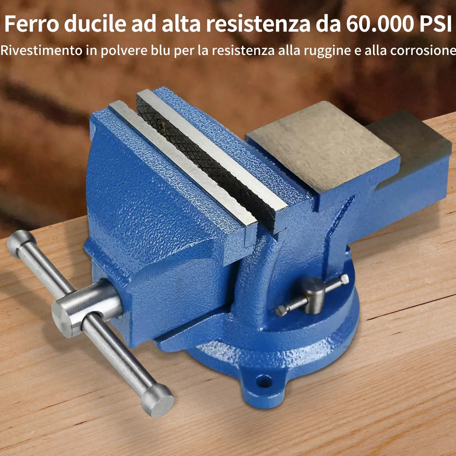 HYCHIKA Morsa da Banco 5 Inch 125 mm, 360° Girevole, Morsa da Tavolo per La Lavorazione Del Legno e Dei Metalli Foratura