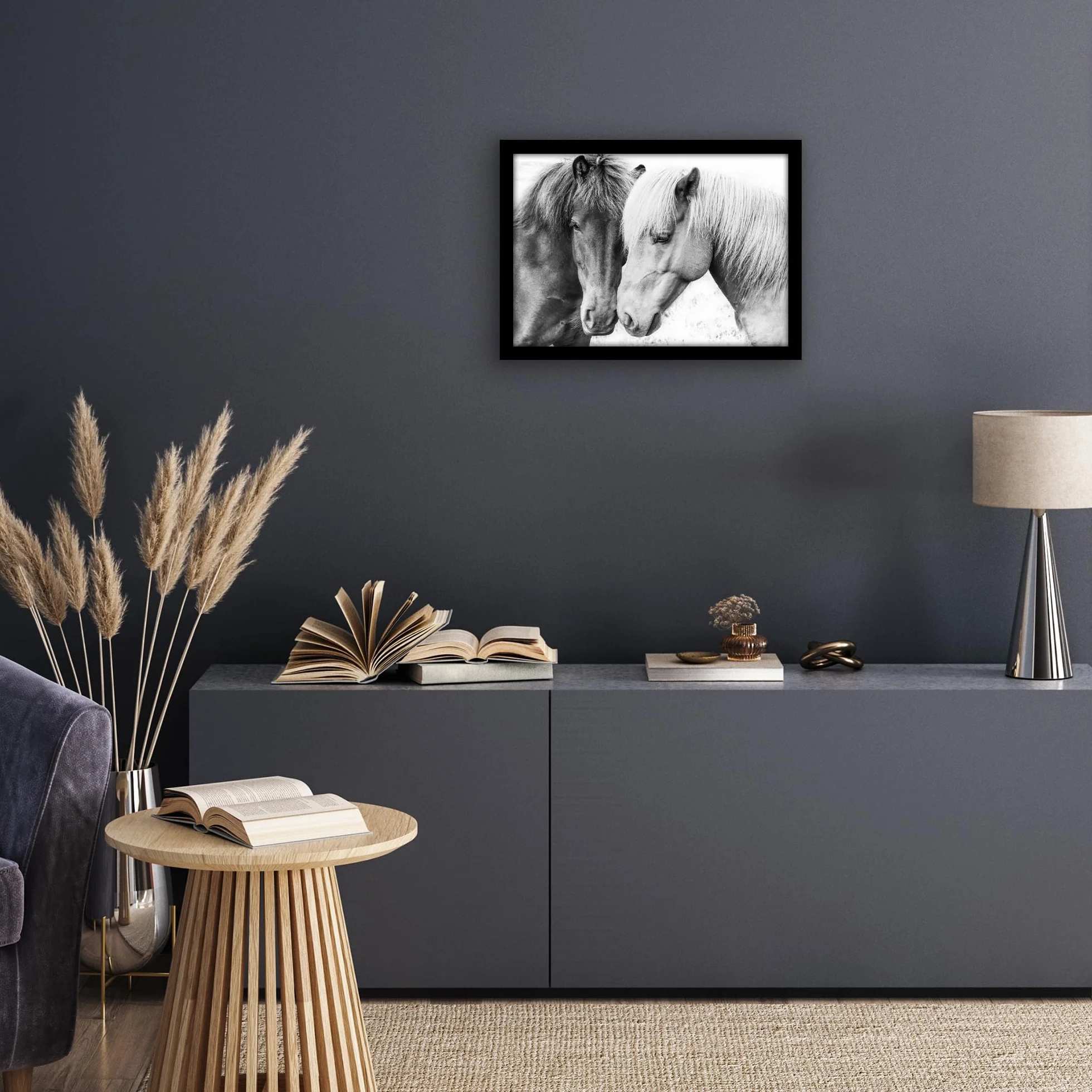 Americanflat Cornice Foto 50x35 cm Legno MDF Pannello Protettivo Plastica Ganci Integrati