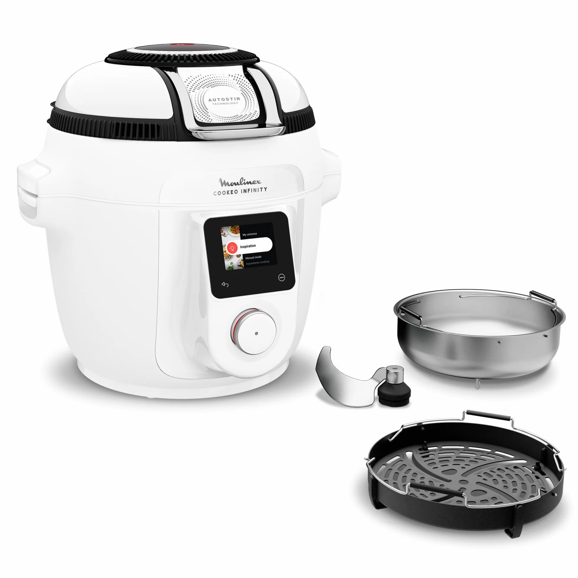 Moulinex Cookeo Infinity, Multicooker con Pala Mescolatrice Automatica, 20 Modalità di Cottura, Pentola a Pressione, Friggitrice ad Aria, Cottura a Vapore, con Schermo LED Wi-Fi collegato, CE9821