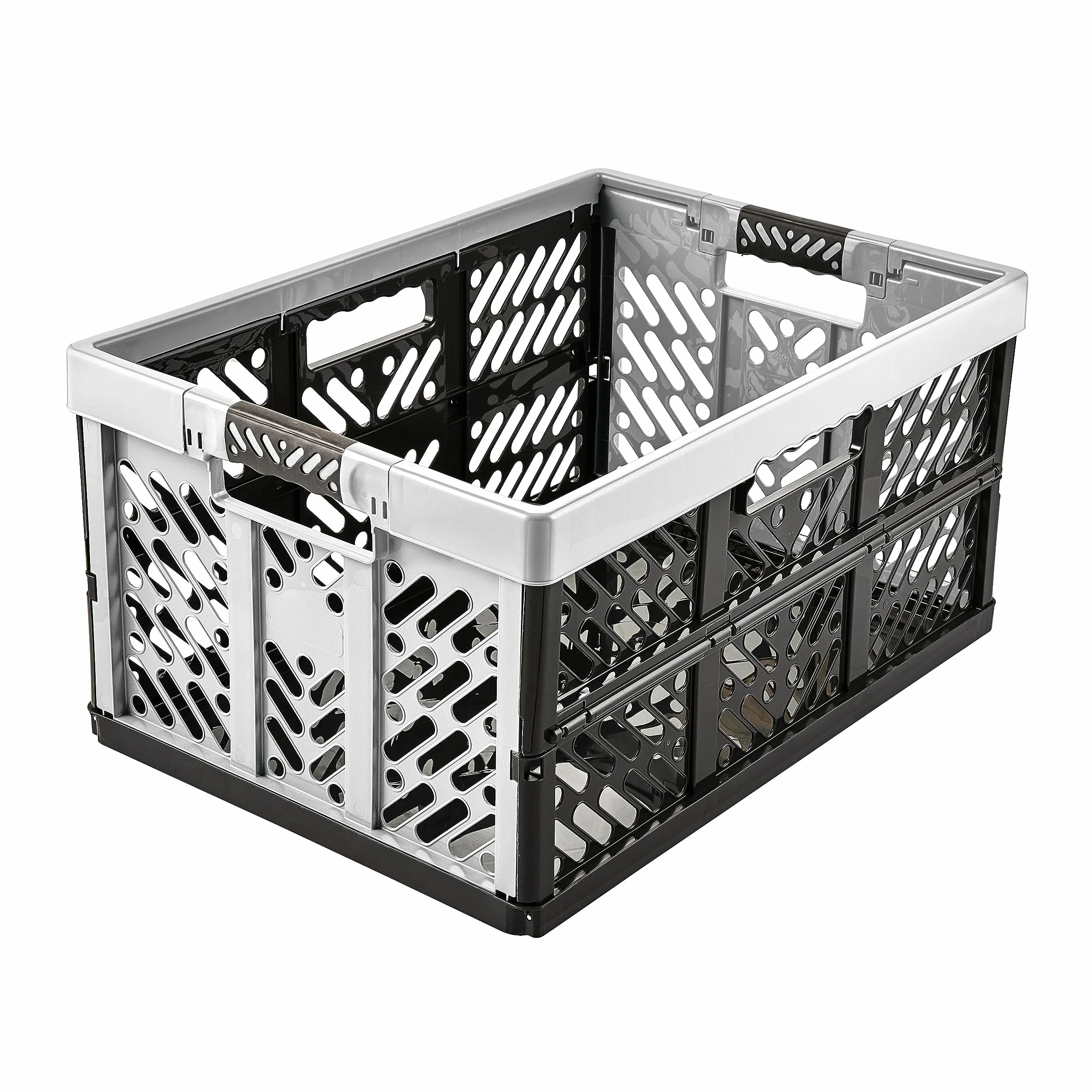 keeeper 2x Robusti Box Contenitori Pieghevoli con Impugnature Soft-touch, 54 x 37 x 28 cm, 45 L, Ben, Grigio Chiaro