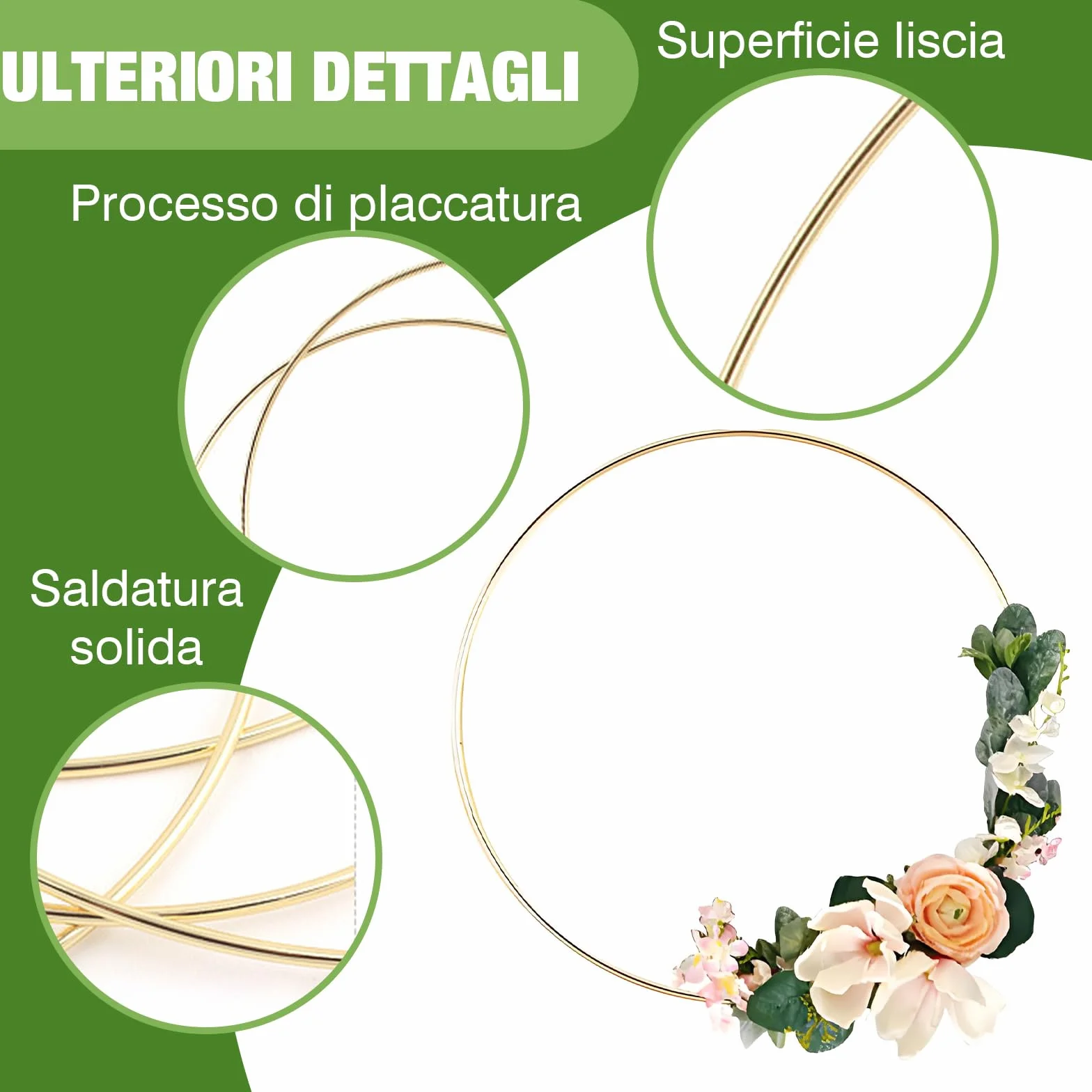 VEGCOO 20 Pezzi Cerchi per Acchiappasogni 7,5 cm Anelli in Metallo Oro, Cerchi in Ferro Macramè Fai da Te