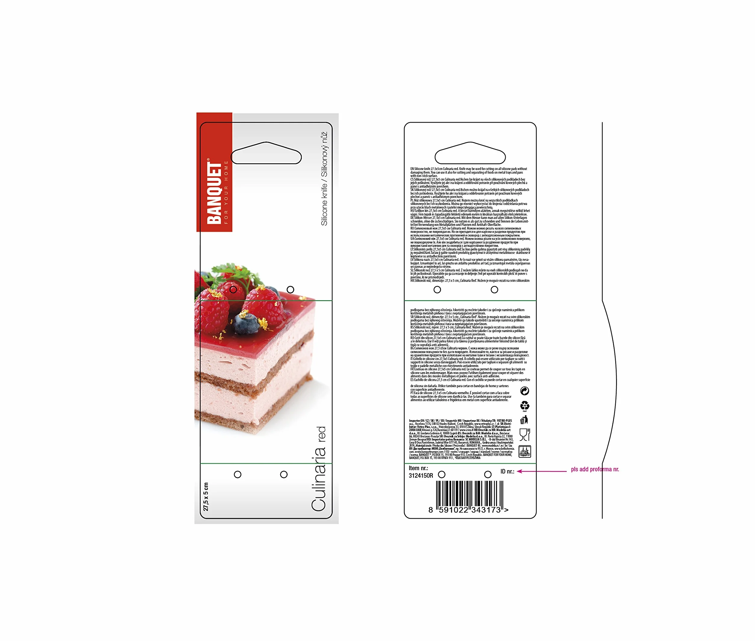Coltello da cucina in silicone rosso 6.5 x 32 x 1.5 cm