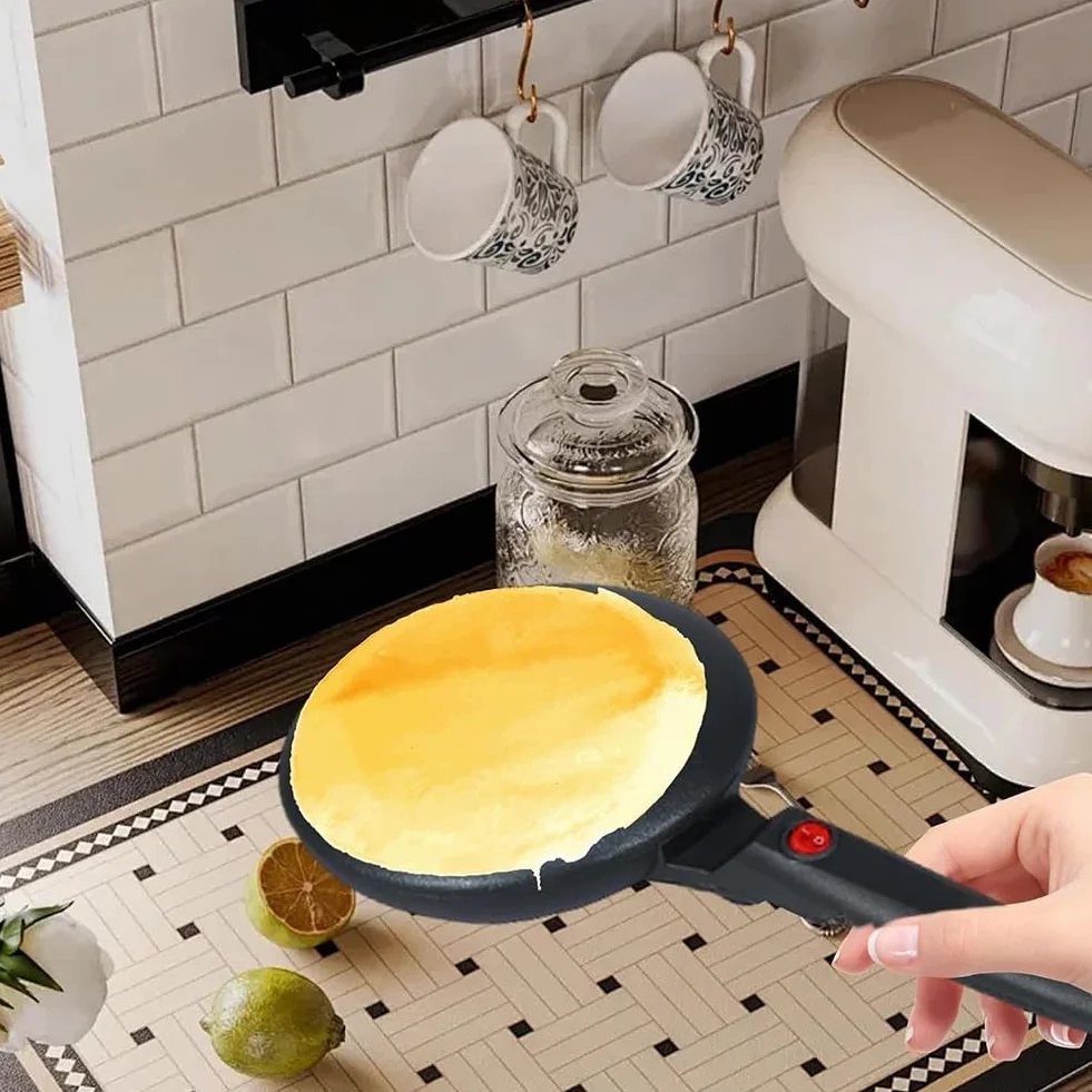 Piastra per Crepe Elettrica con Rivestimento Antiaderente 600W, Pancake Maker Elettrico Portatile, Piastra Rotonda per Pancakes con Spina EU