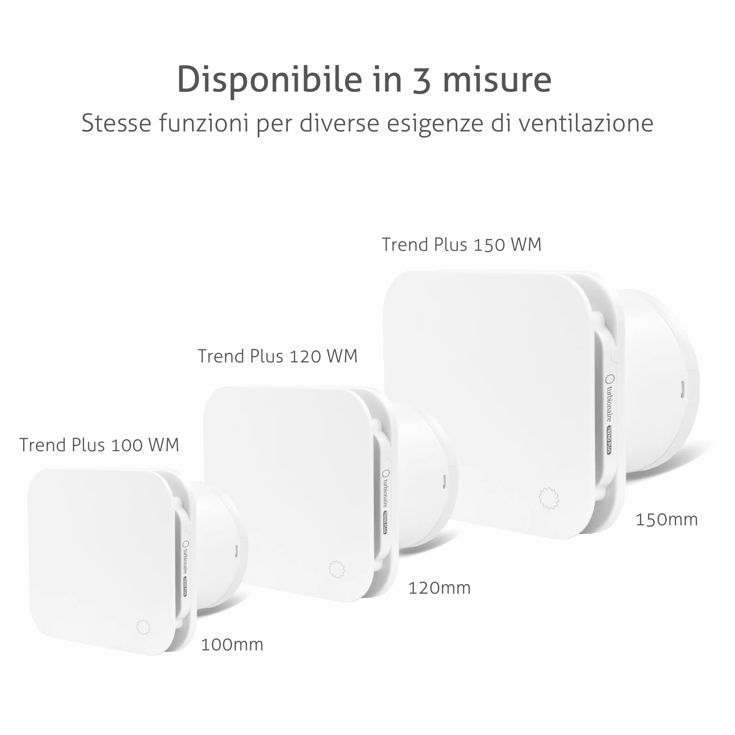 Turbionaire Trend Plus 100 WM Aspiratore per Bagno 100mm 22dB 5.7W Telecomando Valvola di Non Ritorno Timer