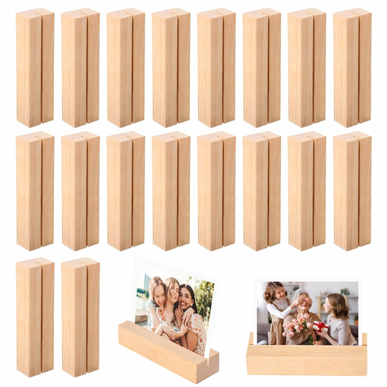 20 Pezzi Portacarte in Legno, Segnaposto da Tavolo, Supporto Foto Cartoline, Porta Biglietti Visita, Porta Menu in Legno per Matrimoni, Ristoranti, Banchetti e Feste