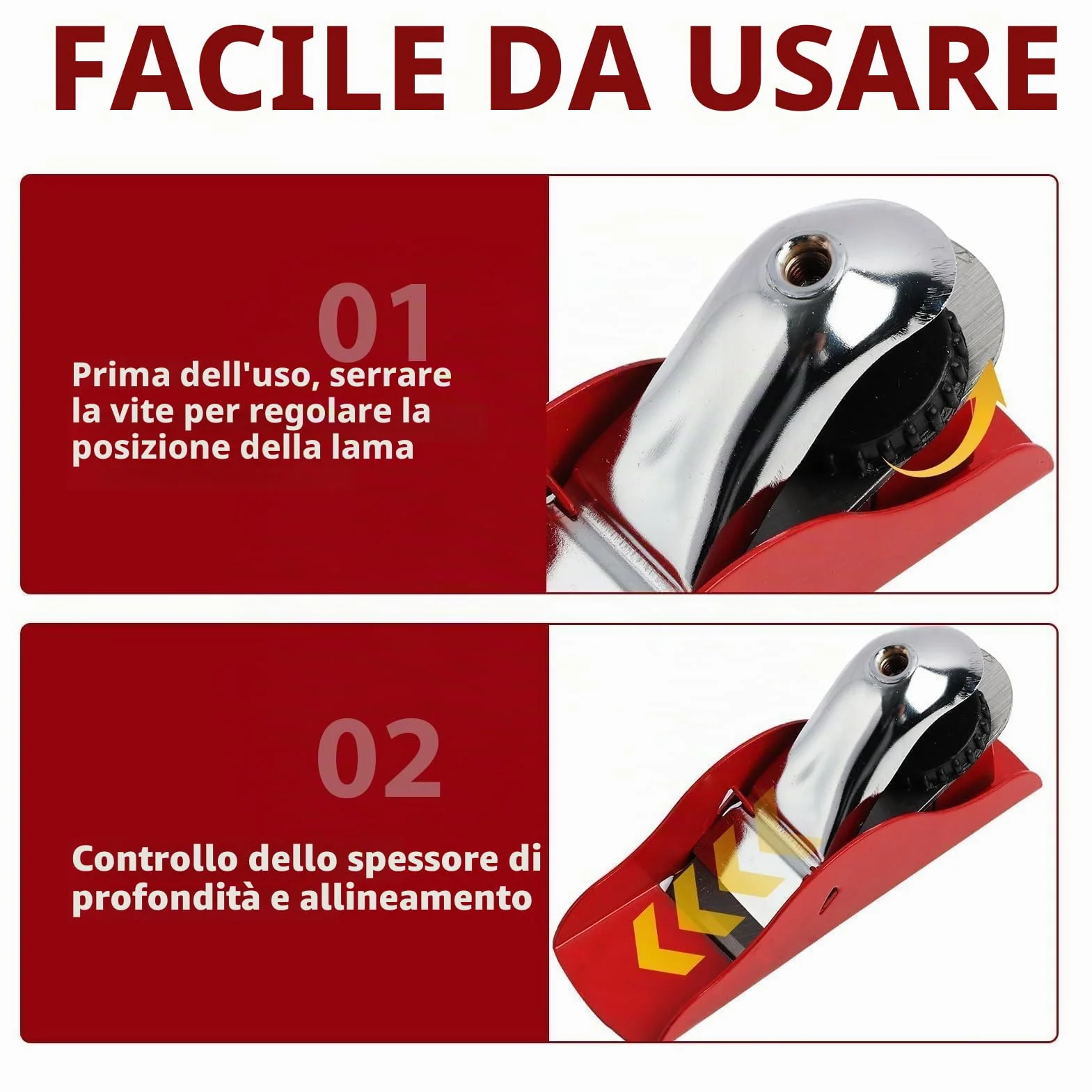 Pialletto Manuale per Legno, Pialla a Mano in Acciaio, Pialletto a Mano Per Legno,Lama Sottile e Affilata,Pialla Per Legno, Design Ergonomico, Perfetto per la Lavorazione del Legno