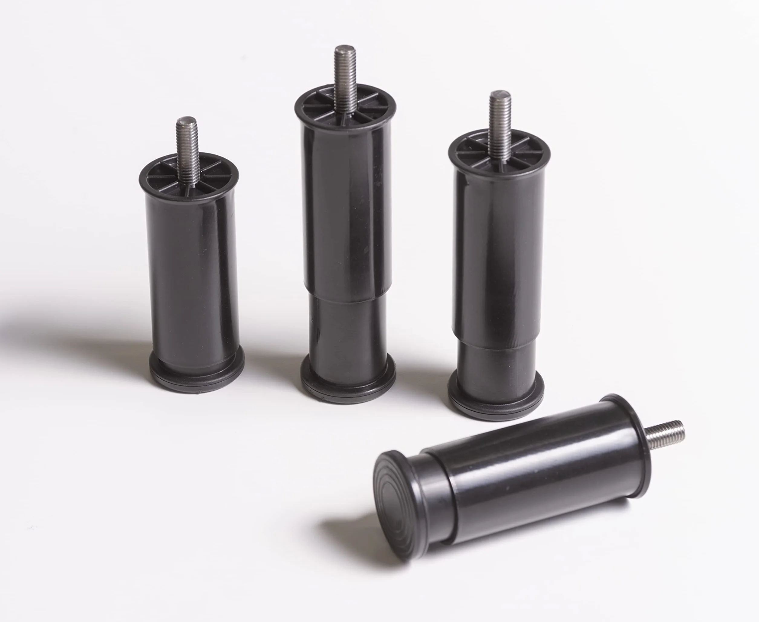 IPEA 4X Piedini Regolabili per Mobili, Cucina, Divano, Armadi – Set di 4 Gambe Allungabili in Altezza da 100 a 145 mm – Piedi Colore Nero – 45 millimetri di Allungamento