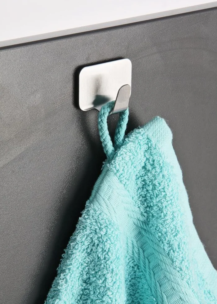Fackelmann Ganci Adesivi in Acciaio Inox Satinato, 2 Pezzi, Argento