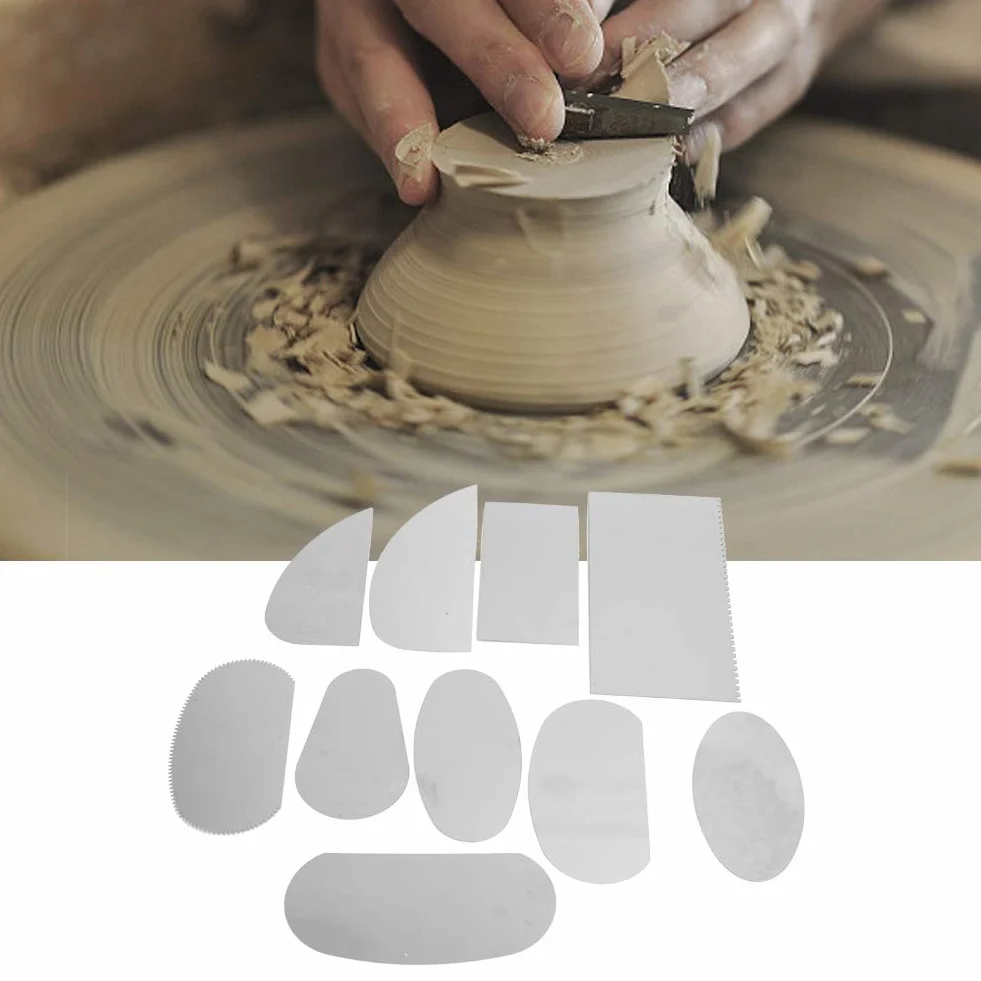 10pcs strumento di intaglio utensili ceramici dell'argilla dell'acciaio inossidabile raschietto dell'argilla strumenti di scultura di ceramica ceramica spatola strumento di intaglio artigianale