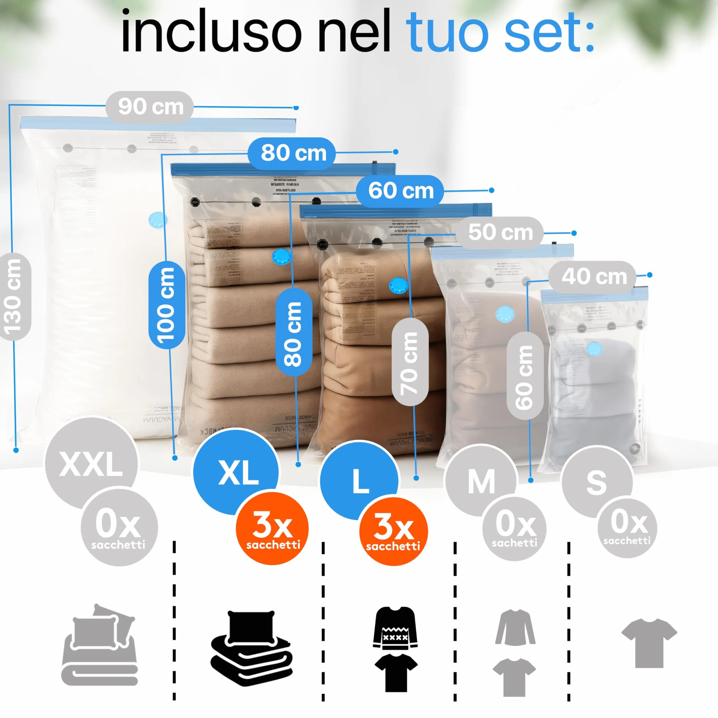 SilverRack Set di Sacchetti Sottovuoto 6 Pezzi 2 Misure 60x80 cm 80x100 cm