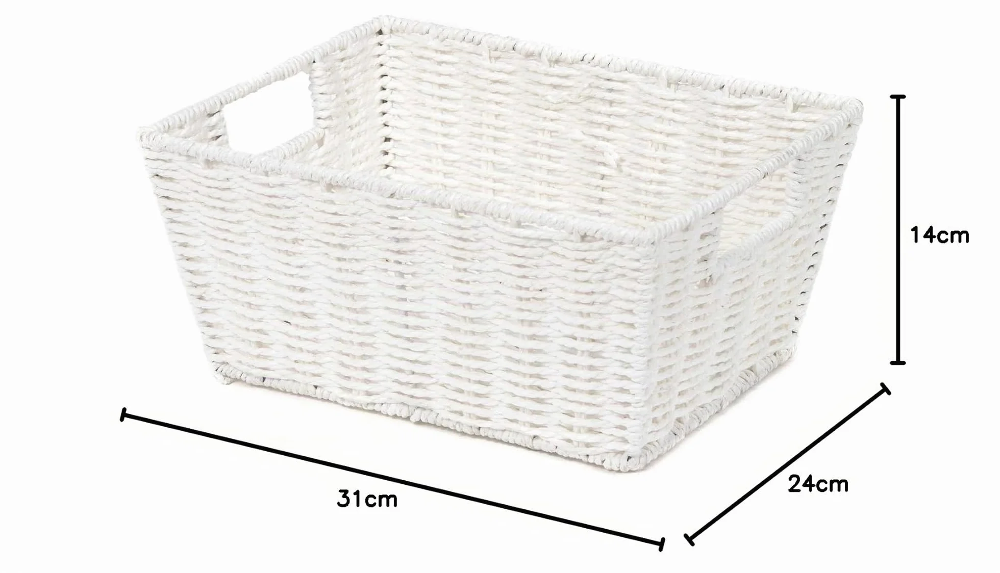 Compactor Etna Cesto Rettangolare in Carta Intrecciata a Mano Bianco 31 x 24 x H. 14 cm