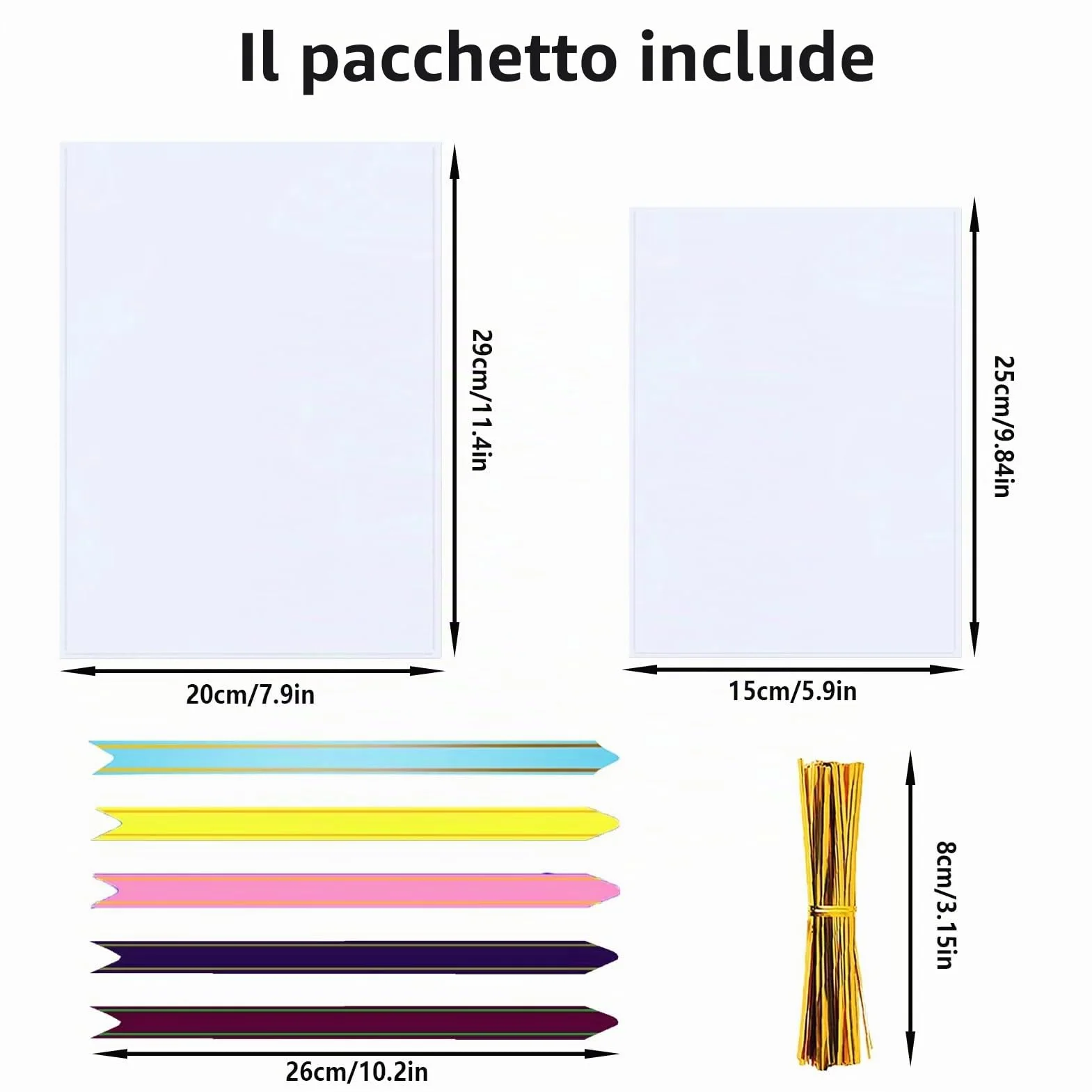 Sacchetti di Cellophane 100 Pezzi - Sacchetti Regalo Trasparenti di 2 Misure Con 100 Fiocchi di Colori Misti e Lacci per l'Imballaggio