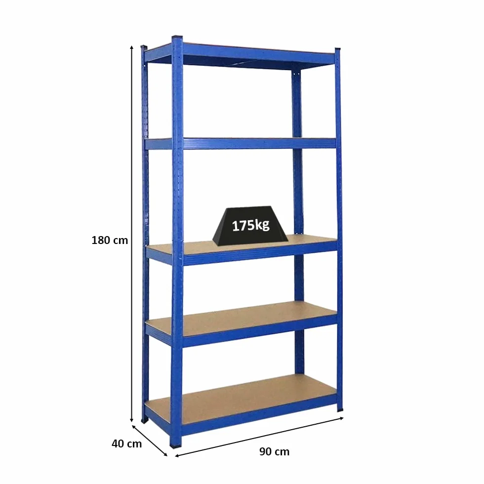 PROREGAL Scaffale per carichi pesanti Ragnar | AxLxP 180x90x40cm | Portata per ripiano 175kg | Blu