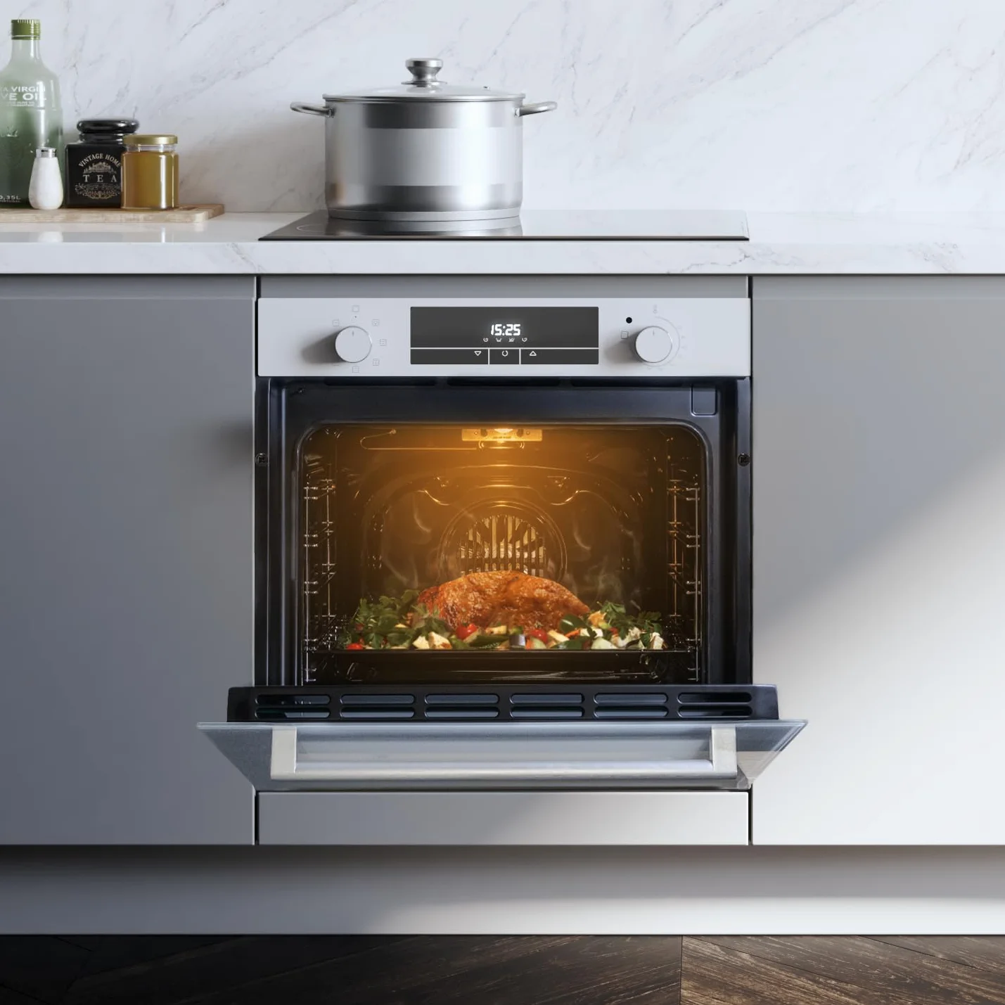 Cecotec Forno Integrabile 60 cm Bolero Hexa M226000 Glass White A. 2800 W, 72 L, 7 funzioni, modalità griglia, fan assisted grill, modalità convezione, defrost, Steam Base X2, Steam EasyClean, Steam