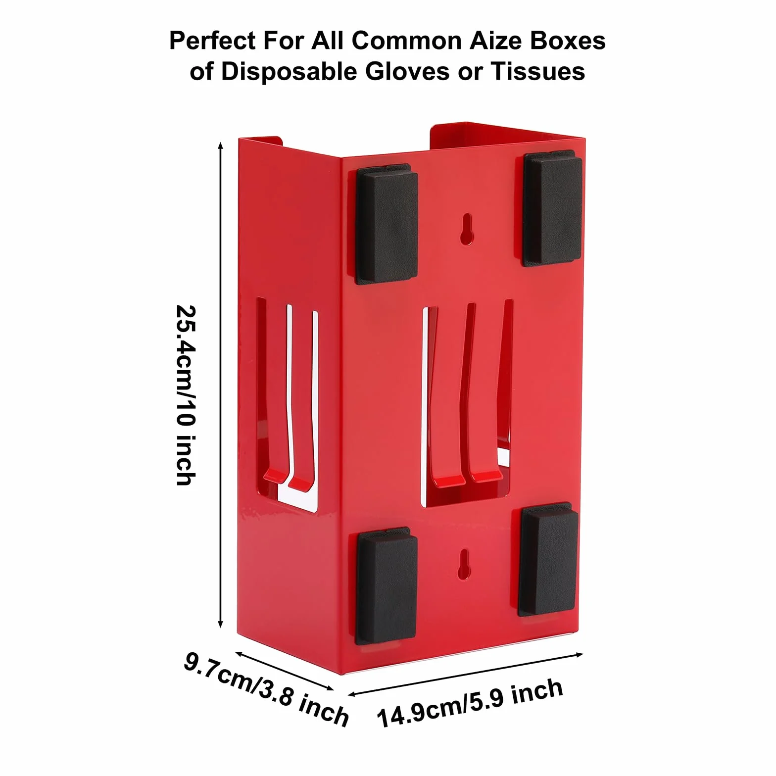 CASOMAN Dispenser magnetico per guanti/tessuti, Capacità 3,6 kg, Supporto da parete per dispenser per guanti rossi, Supporto per vano portaoggetti, Supporto per vano portaoggetti magnetico