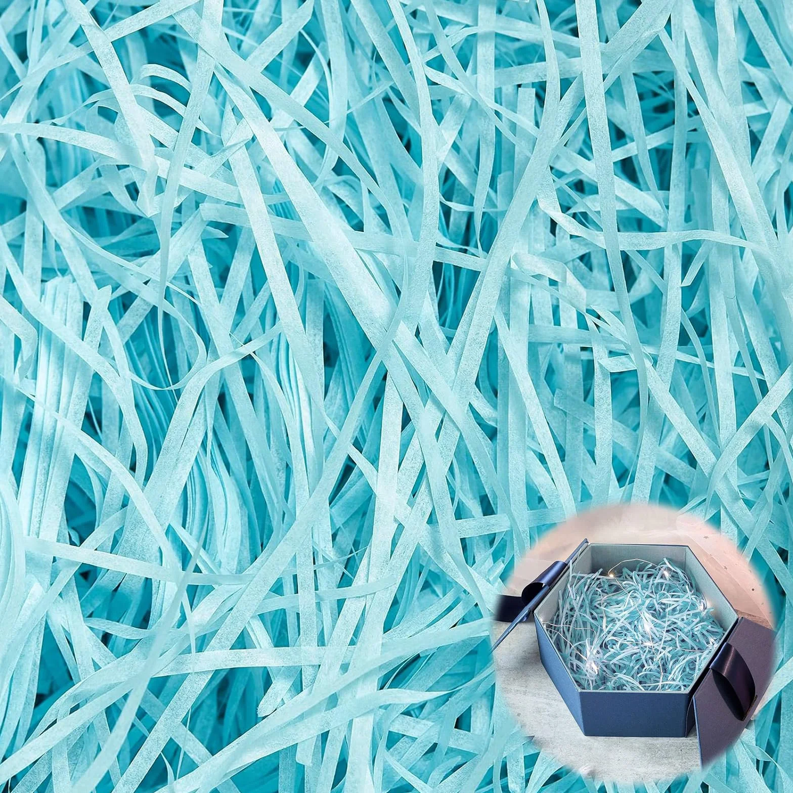 Hengrongshen Paglietta per Cesti, 500g Shred Carta Velina Regalo di Alta Qualità, Decorazione Rafia Decorazione Confezione Regalo per Natale, Matrimonio, Anniversario, Festa di San Valentino (Blu)