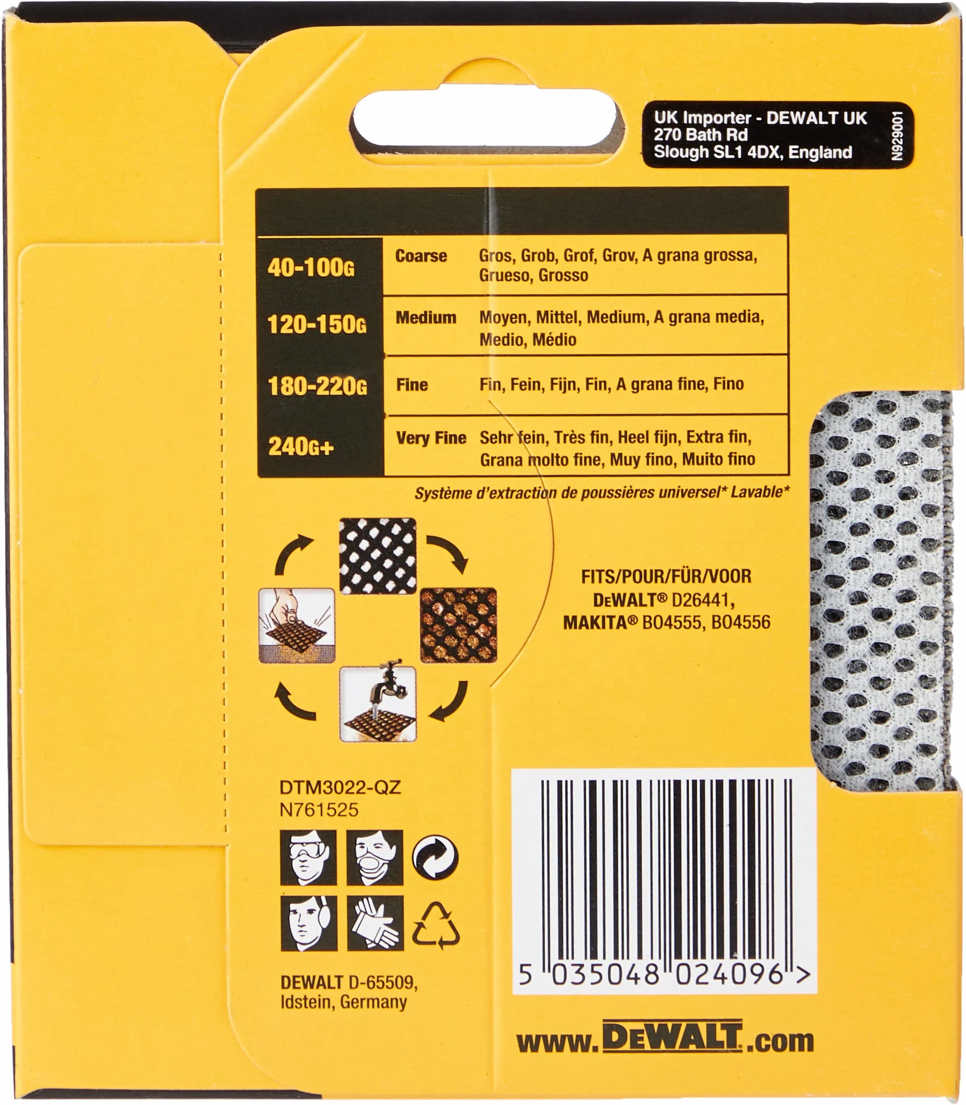 DeWalt DTM3022 Hoja de Lija de Malla 80G 115x115mm