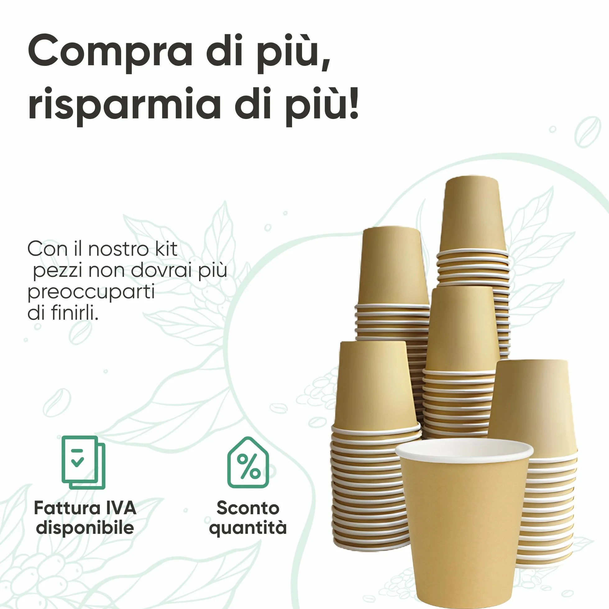 Ecodrinks Bicchieri Carta Avana 240ml Biodegradabili Eco-friendly Made in Italy