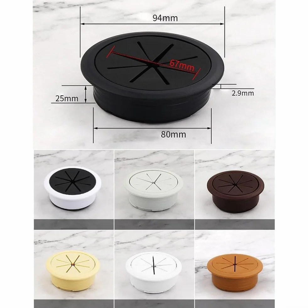 Copertura per foro cavo per scrivania passacavo 80 mm ABS gomma nero