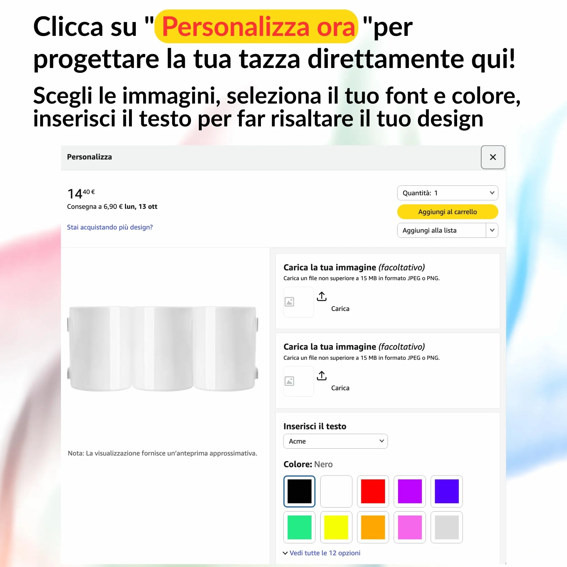 Tazza Personalizzata con Stampa Foto in Ceramica 100% Made in Italy, Idea Regalo per Ogni Occasione