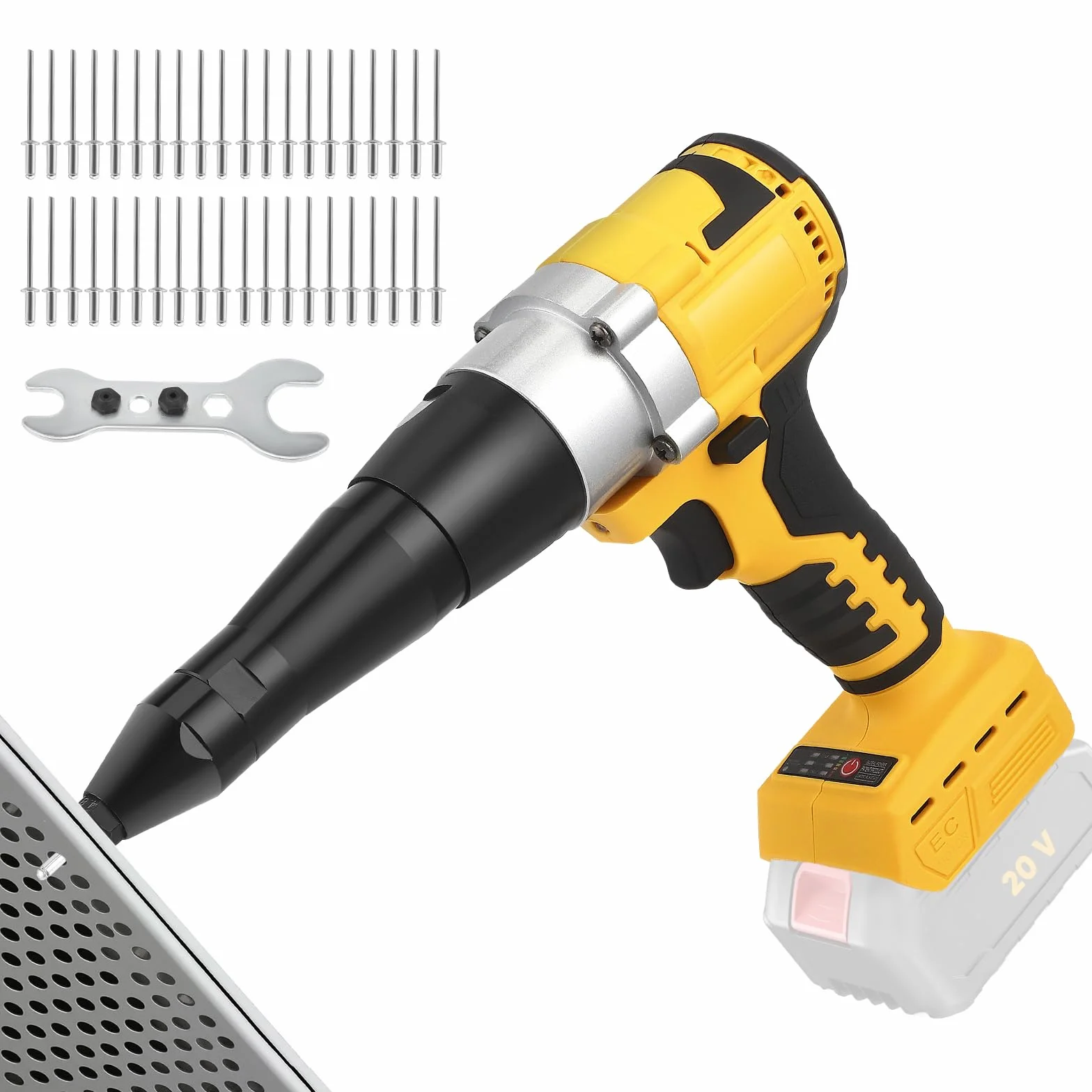Rivettatrice a batteria brushless 20 V LED 3 ugelli