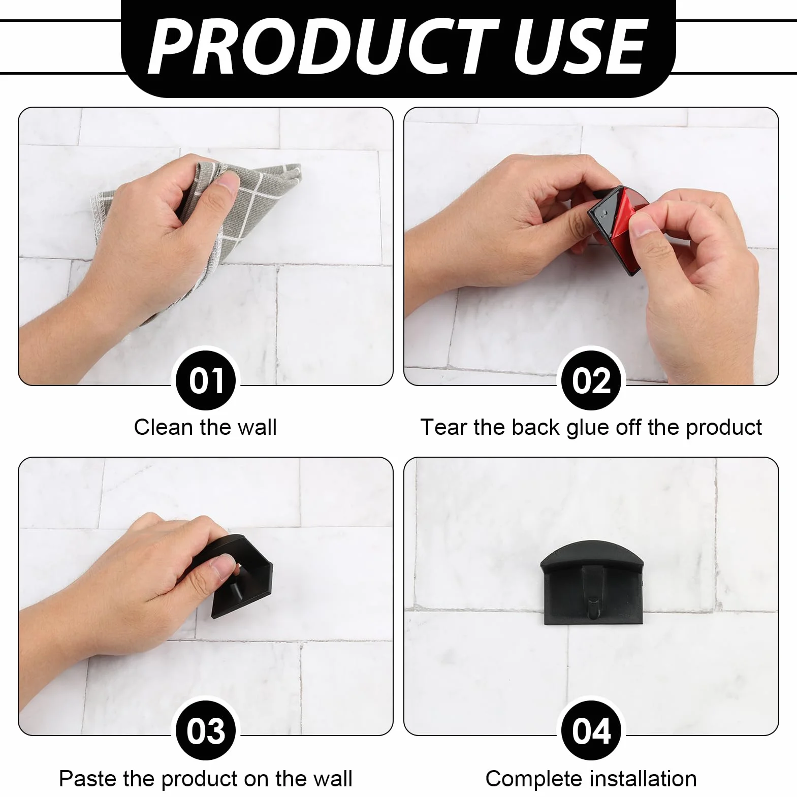 Set di 10 Ganci Autoadesivi per Cappelli da Parete - Organizzatore di Cappelli Multifunzionale, Design Curvo, Resistente, Facile da Installare (Nero)