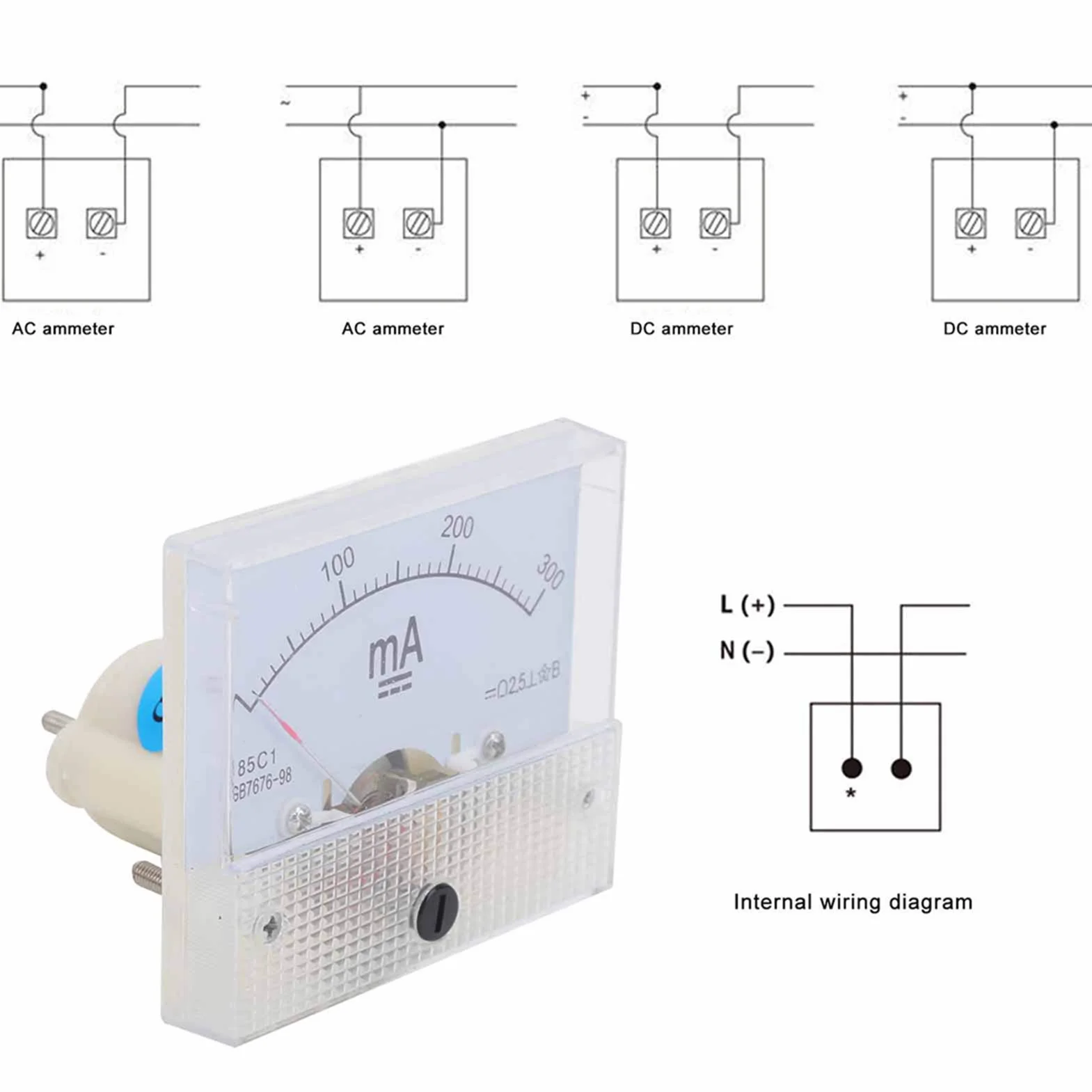 85C1 DC 0 3A Amperometro del Pannello Analogico, Misuratore di Corrente Ad Alta Precisione con Scala Schermata in Seta Trasparente per Armadio di Distribuzione di Potenza