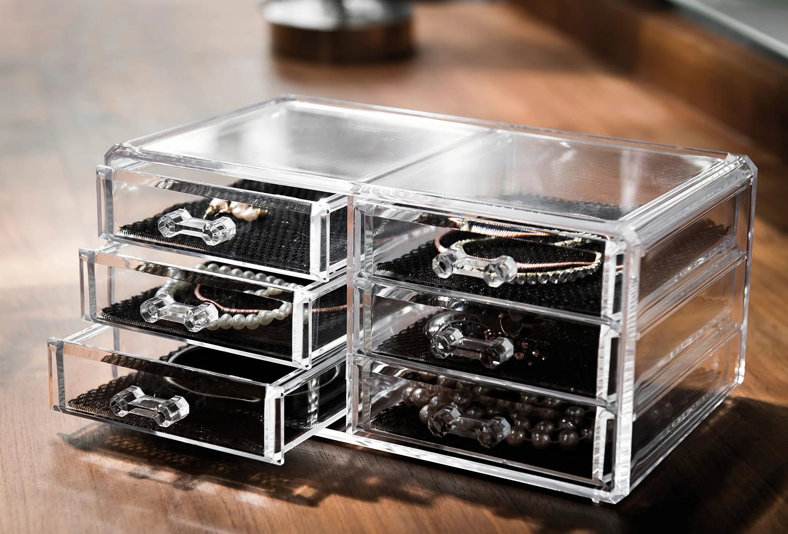 Compactor Bijoux Organizer 6 Cassetti, Polistirene Trasparente, 23.8 x 15 x H. 11 cm