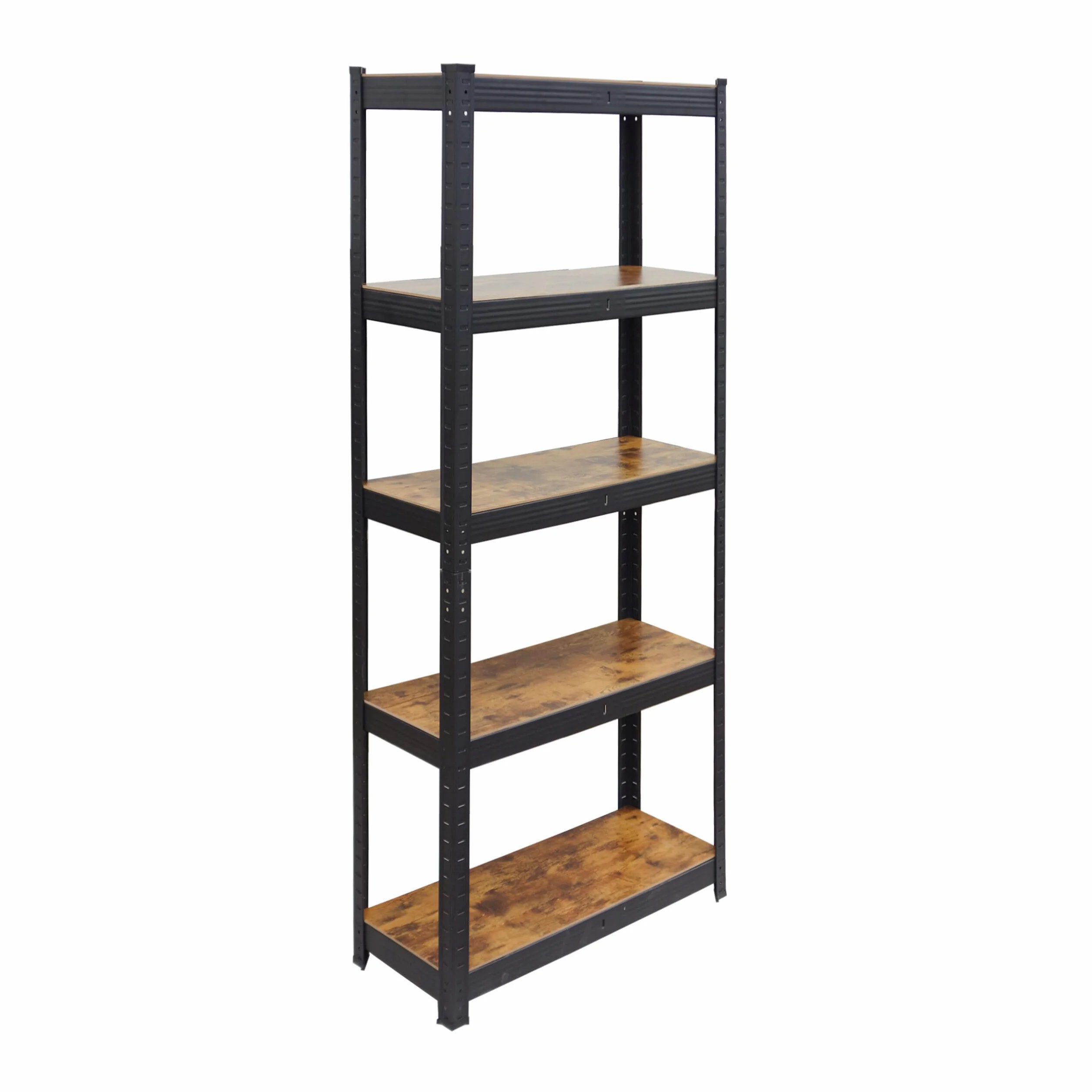 Relaxdays scaffale portacarichi 500 kg, 5 Ripiani, Effetto Legno, Acciaio/MDF, Nero/Marrone, 180x60x30 cm