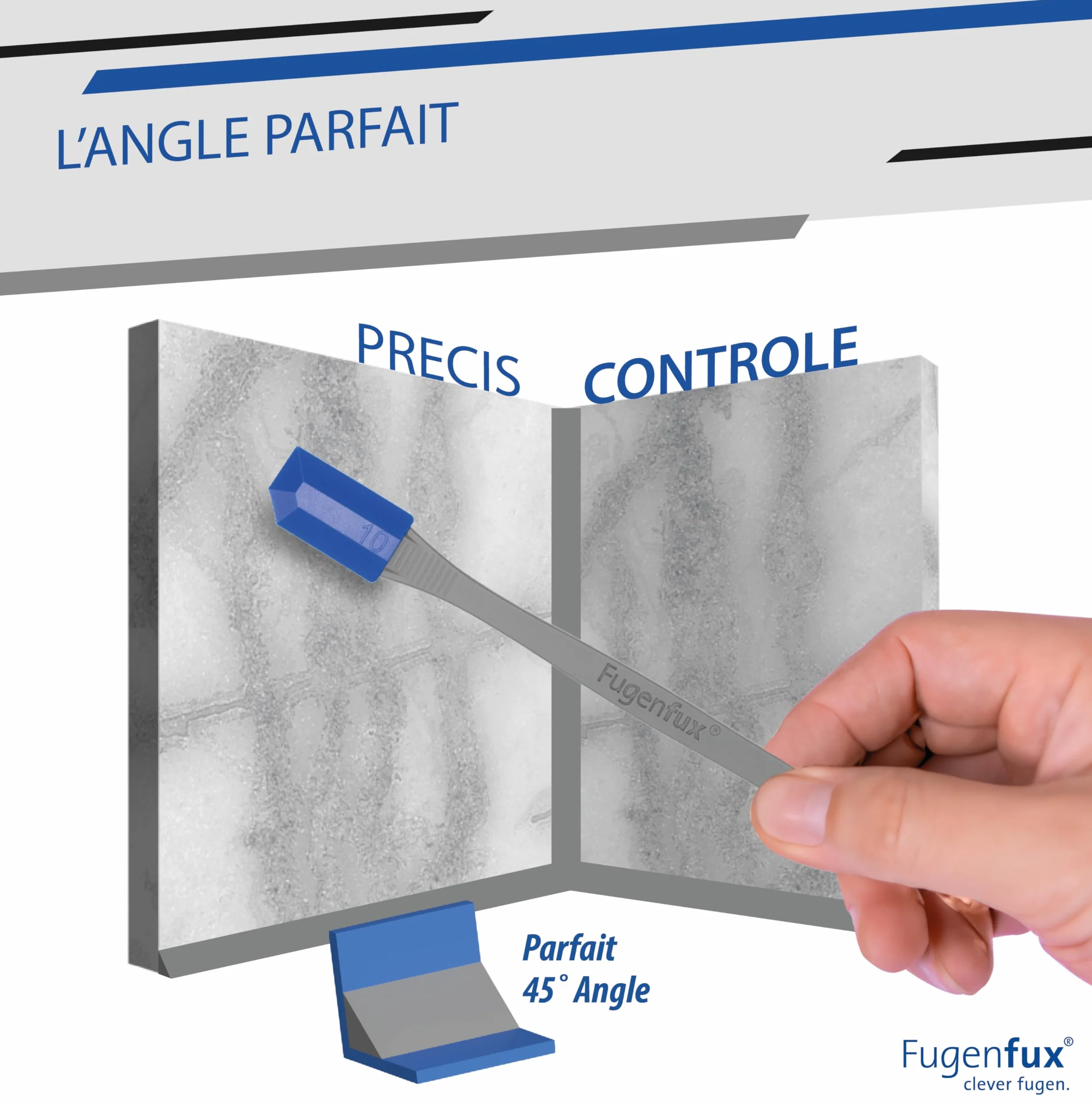 FUGENFUX® - Set di 5 raschietti per fughe con rivoluzionaria punta magica per punti estremamente stretti, 5 testine speciali ottimizzate, Made in Germany, per tutti i sigillanti