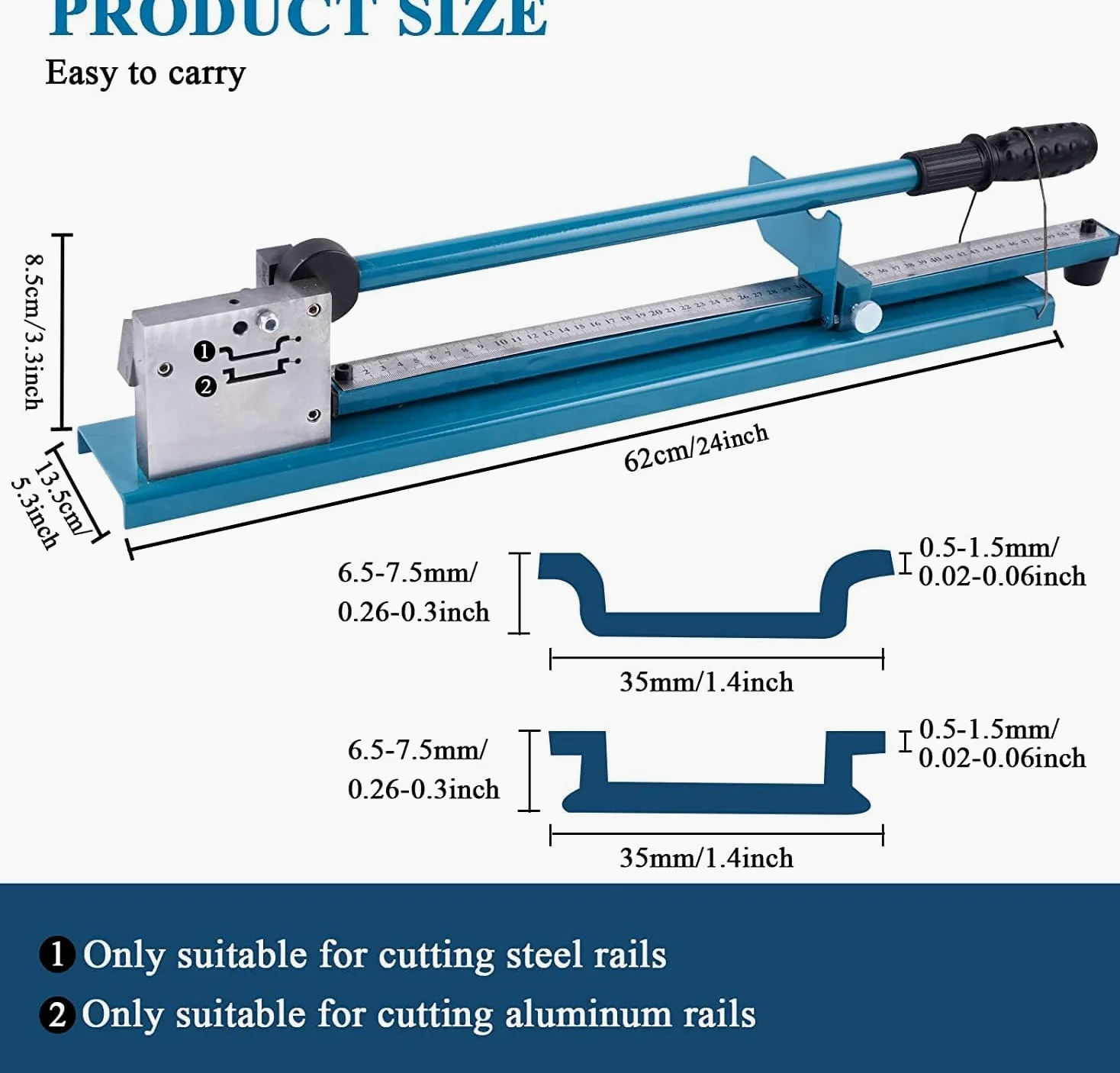 Utensile per taglio guida DIN – doppia scanalatura W/50 cm righello, taglierina manuale per taglio in alluminio scanalato – macchina da taglio canalina da banco