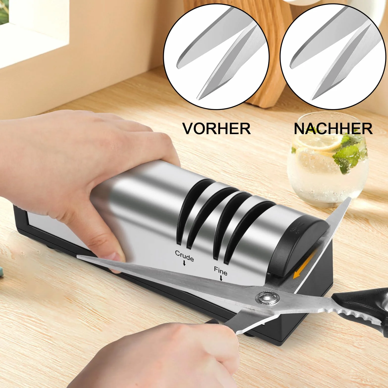 SOARFLY Affilacoltelli Elettrico in Acciaio Inox, Affilacoltelli Professionale di Alta Precisione, Veloce ed Efficiente, Affilacoltelli Multifunzionale per Coltelli da Cucina