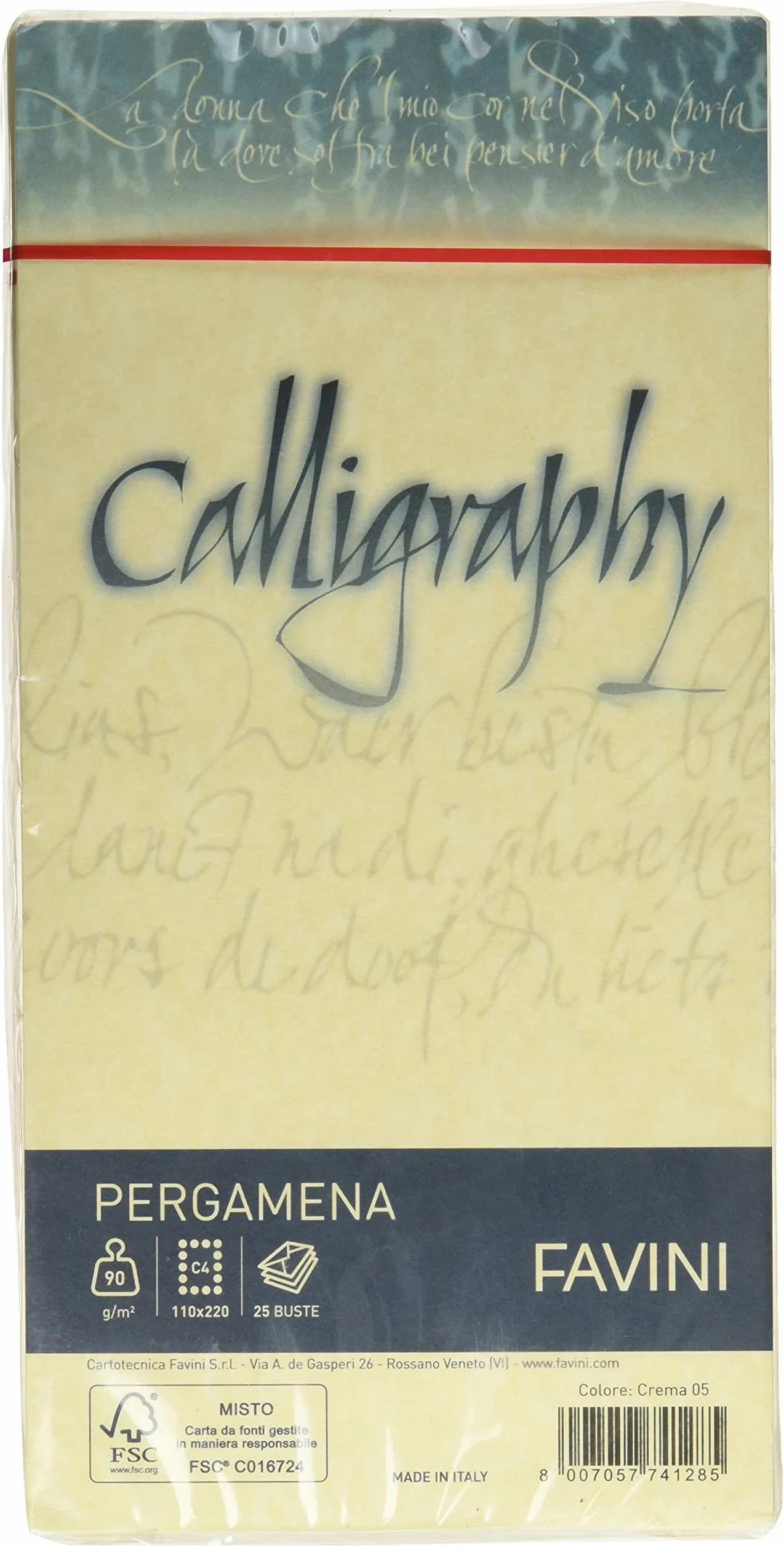 Favini A572203 Calligraphy Pergamena Liscio, 25 Pezzi