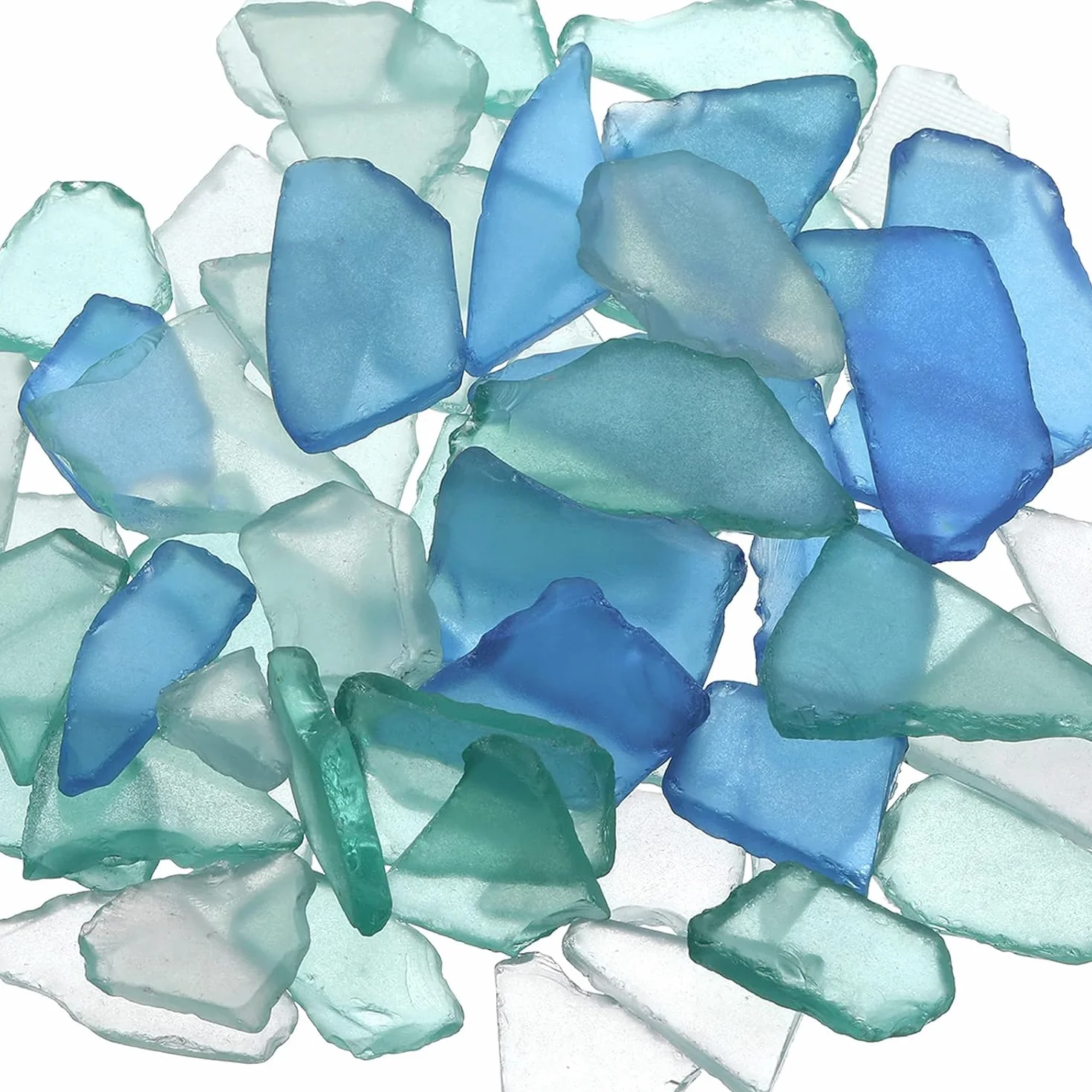 LATERN 600g Pezzi di Vetro Marino, 22OZ Blu Cobalto, Bianco e Verde Vetro Marino Piatto Satinato Frantumato Riempitivo per Vasi per Casa Acquario Crafts Artistico Fai Da Te Spiaggia Matrimonio Festa