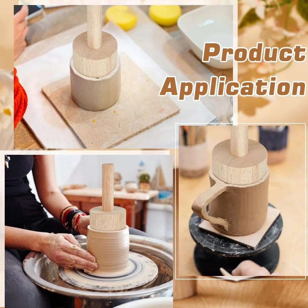BENECREAT Da 220x80 mm Stampi per Ceramica per Tazze, Strumenti per Ceramica In Legno con Manico Set di Stampi per Ceramica per Tazza In Porcellana Modellabile In Legno con Costola,Christmas Coppa