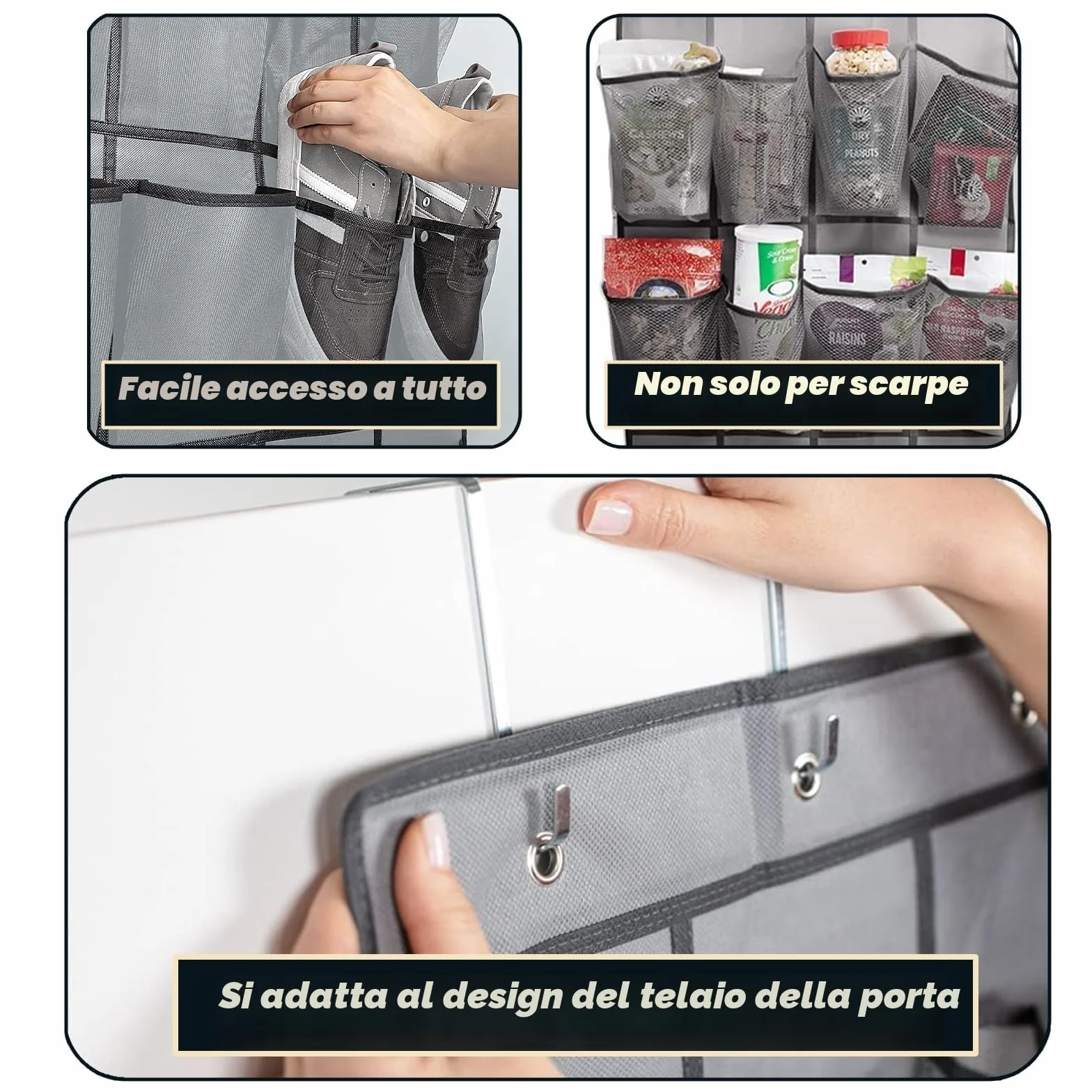 Scarpiera da Appendere Alla Porta con 14 Tasche, Scarpiera a Sospensione, Porta Scarpe da Armadio Salvaspazio, Organizer Pieghevole da Appendere con Può Riporre Scarpe, Articoli Vari