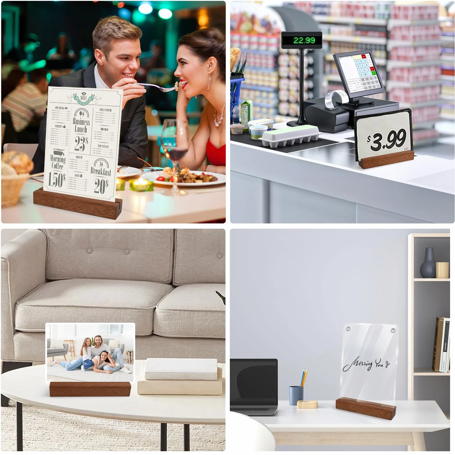 10 Pezzi portacarte in legno, Supporto in Ebano, Segnaposto Legno di Matrimonio, Porta Carte Menu, Foto, Cartoline, Porta Cartellino Del Prezzo, per Matrimoni, Ristoranti, Banchetti e Feste