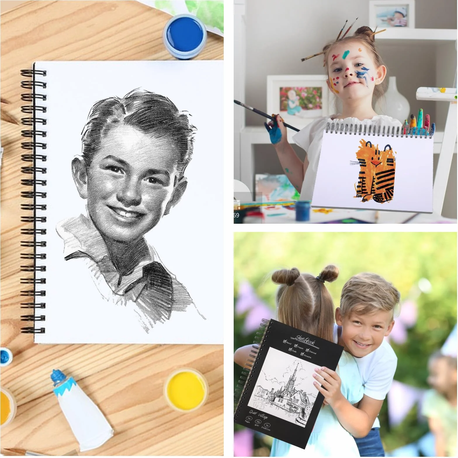 Sketchbook A4 Premium 200 g/m² 50 Fogli Blocco da Disegno a Spirale per Artisti