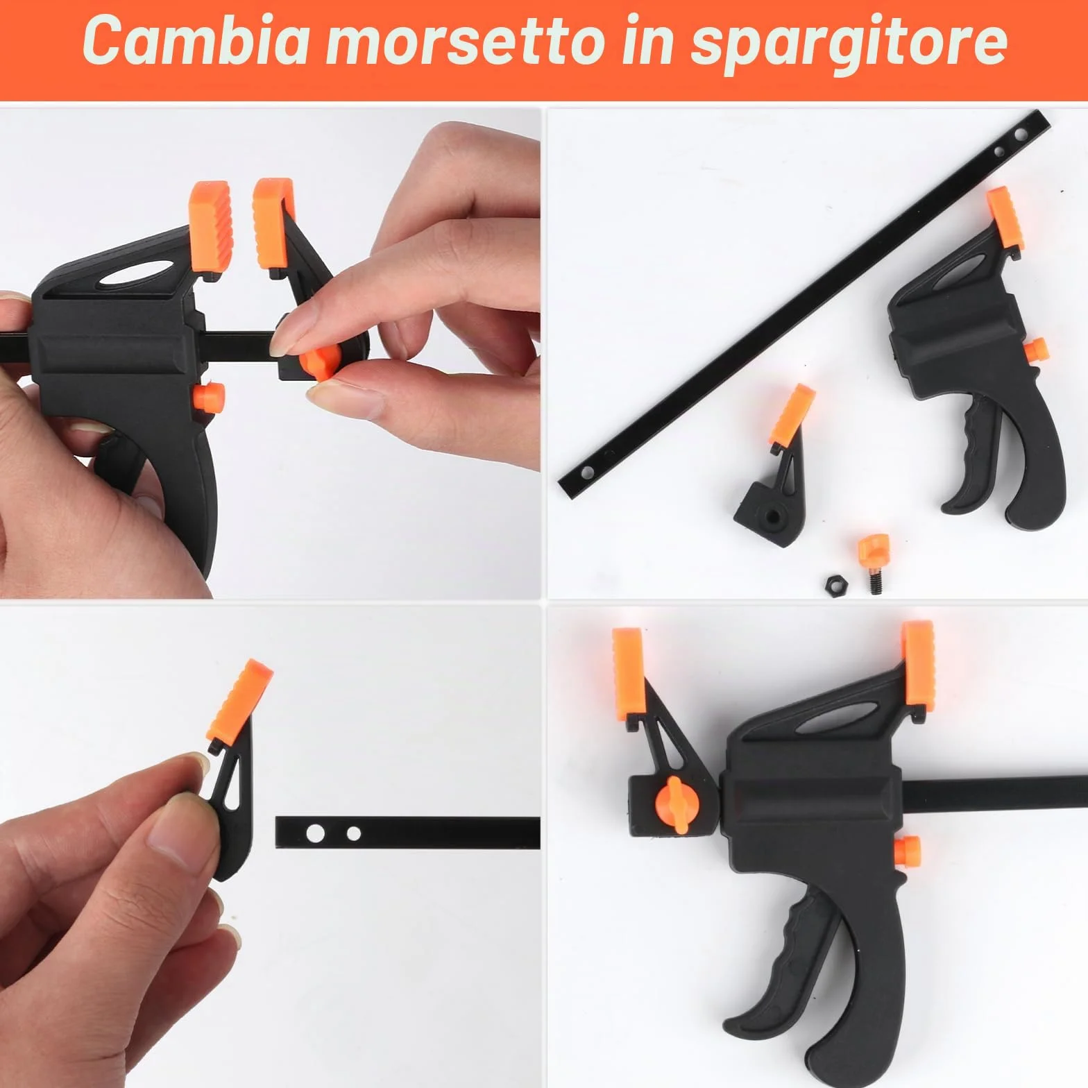 4 Pz Morsetto da Falegname con 4 Pz Morsetto a Molla(5cm, 7,6cm), Morsetti a Barra, Morsetti a Molla, Morsetti Presa Rapida, per Lavorazione Legno Fai da Te, Artigianato Fatto a Mano