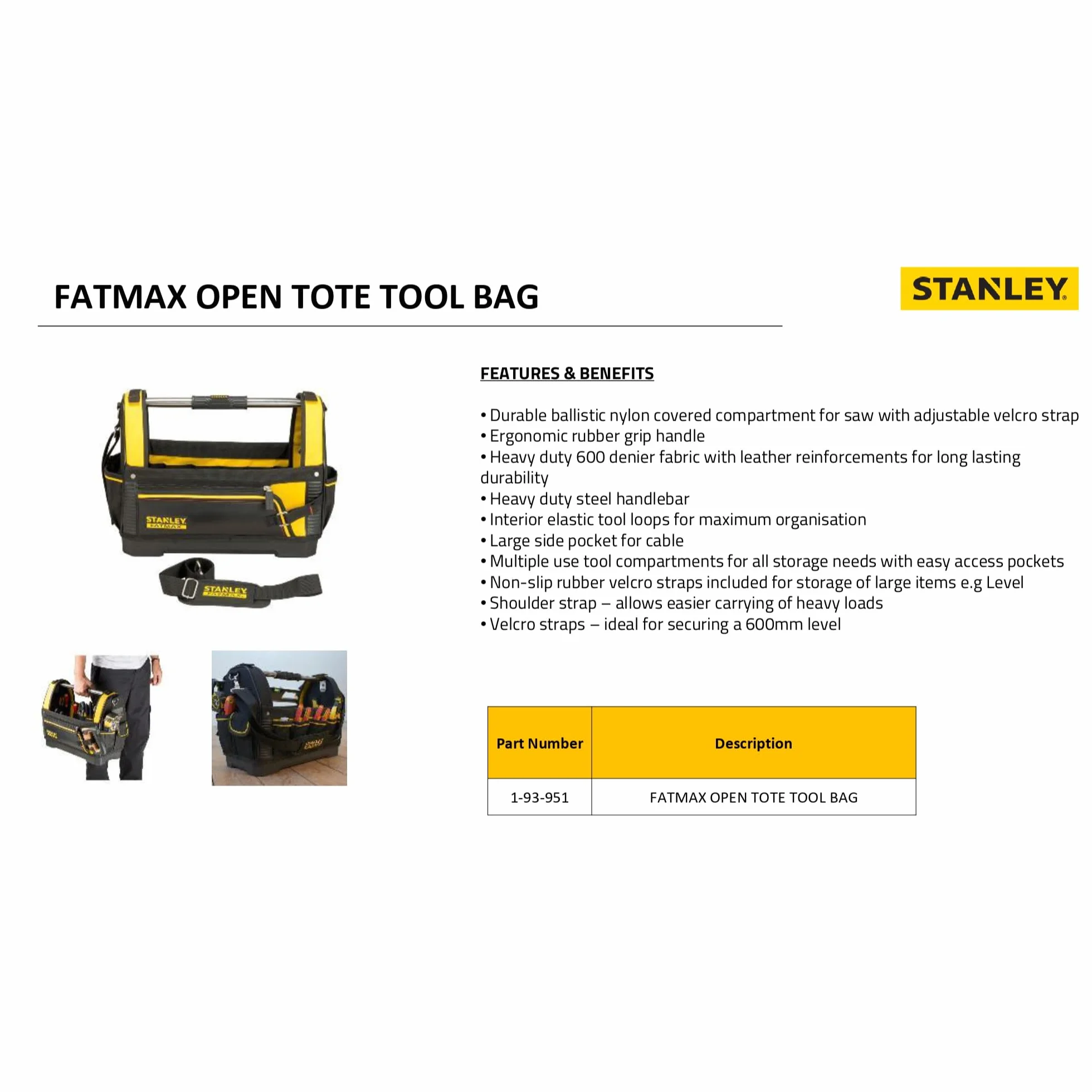 STANLEY FATMAX CESTELLO PORTA ATTREZZI 18" FATMAX, 1-93-951