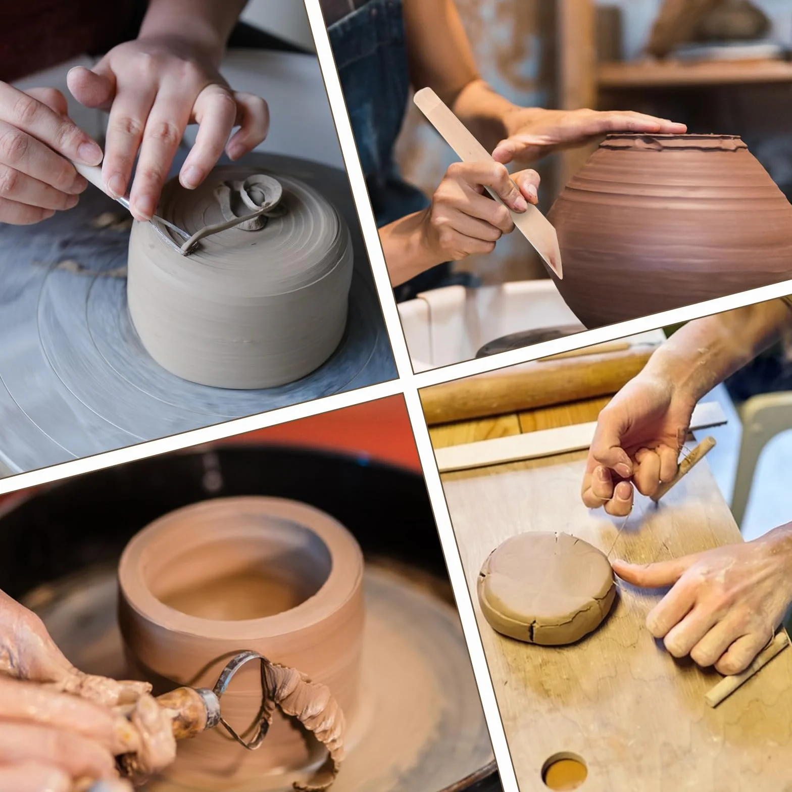 17 Pezzi Kit Ceramica，Strumenti Argilla，Attrezzi Ceramica,42Pezzi Strumenti con Borsa Portatile，Attrezzi Ceramica,Sculpting Tool ，per Scultura in Argilla e Cake Torta Design，Fai da Te Artistico