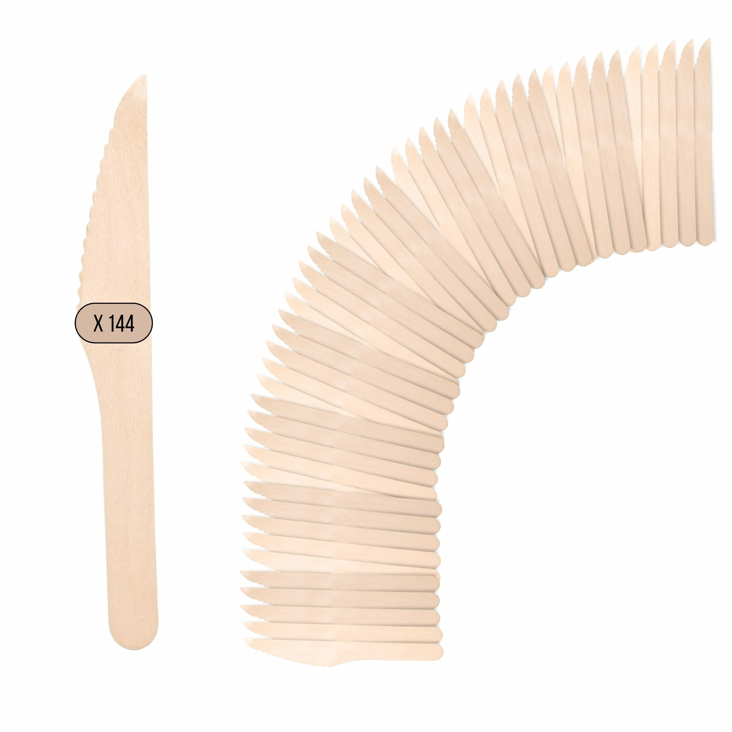 Coltelli Legno Bambù Monouso Ecologici Set 144 Pezzi Posate Biodegradabili