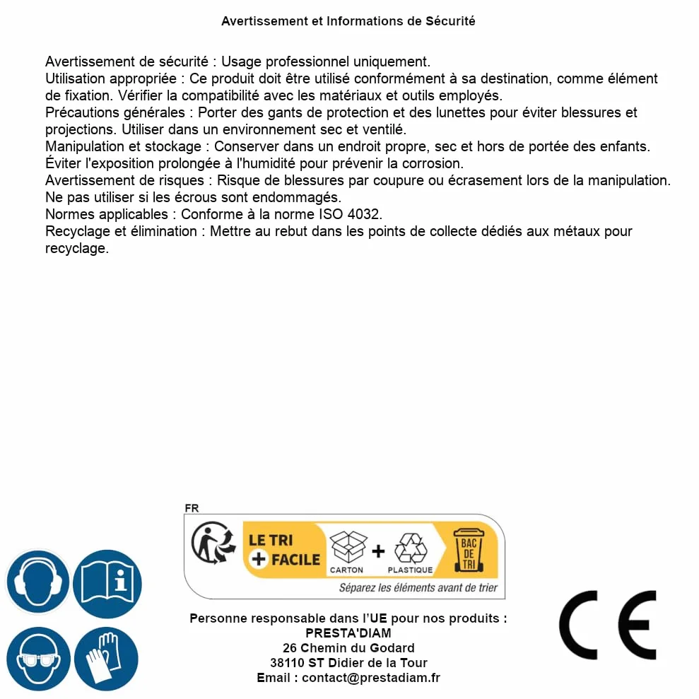 500 dadi esagonali M1-6 mm, DIN 934, acciaio inox A4, D-Work