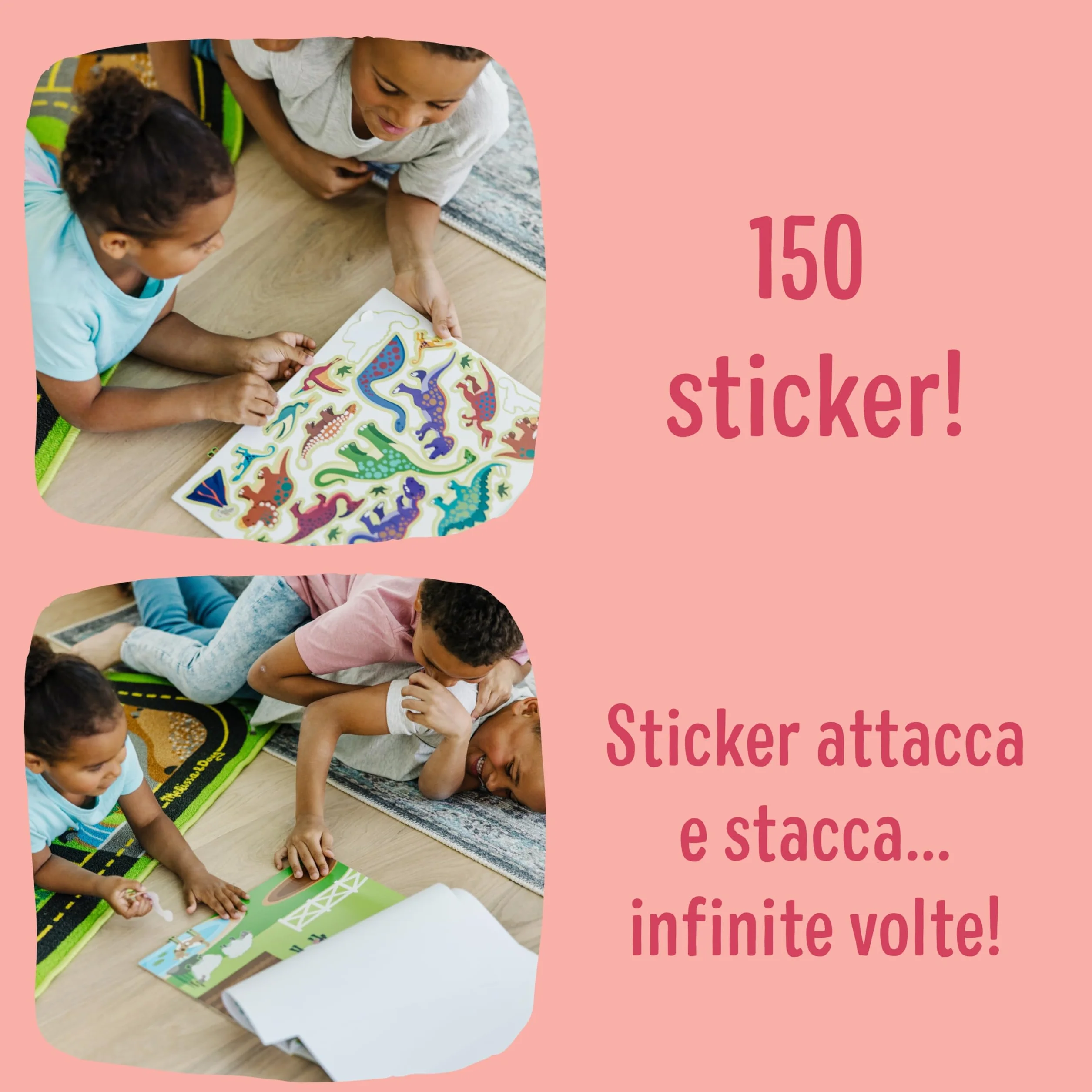 Melissa & Doug Libro Adesivi Attacca e Stacca - Album Stickers Riutilizzabili Tema Ambienti Naturali e Animali, Regalo per Bambini e Bambine, 3+ Anni