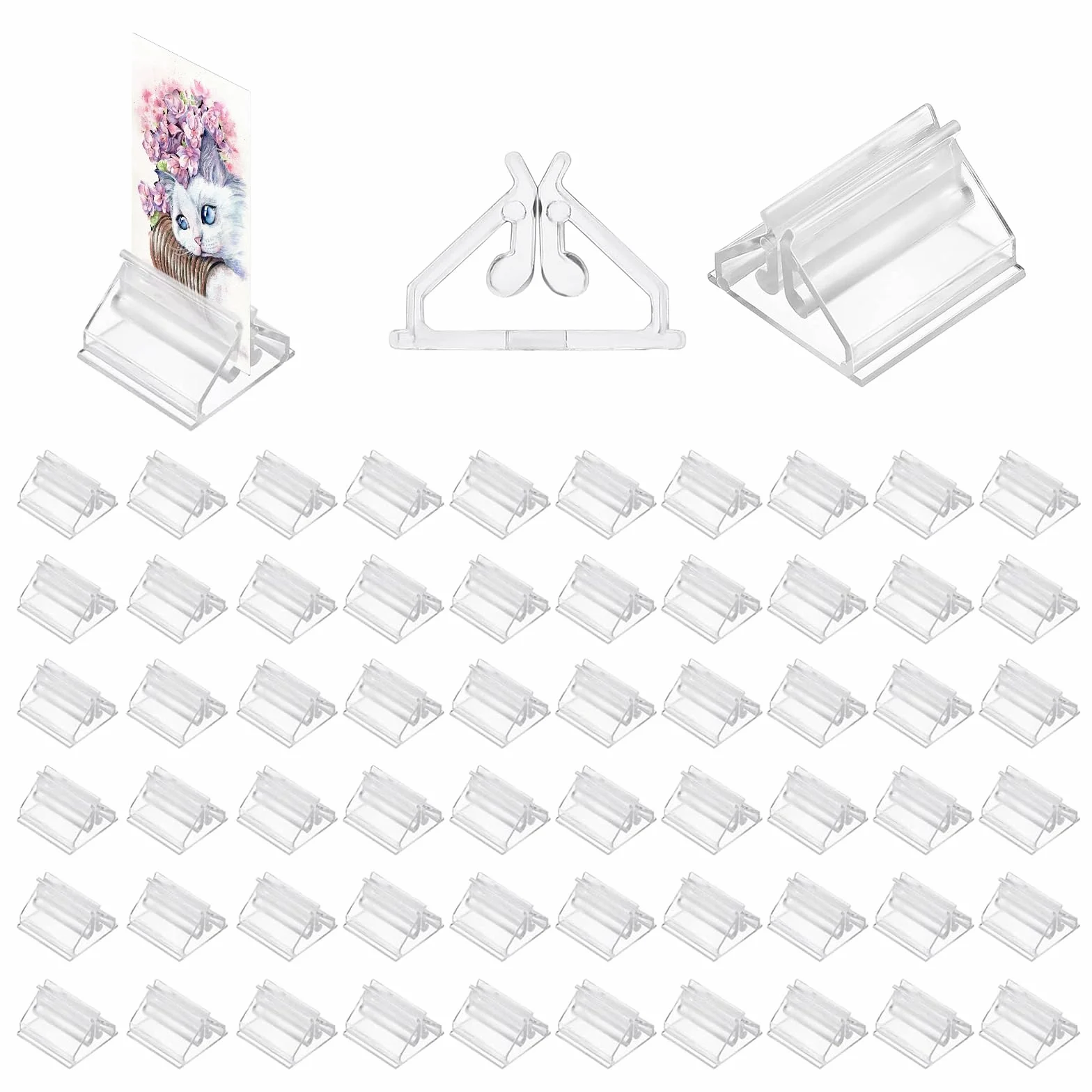 100 pcs Supporti per Carte in Plastica Portacarte Pezzi di Giochi in Plastica Titolari Carte da Gioco Trasparente Supporti Cartelli Triangolare per Foto Biglietti da Visita