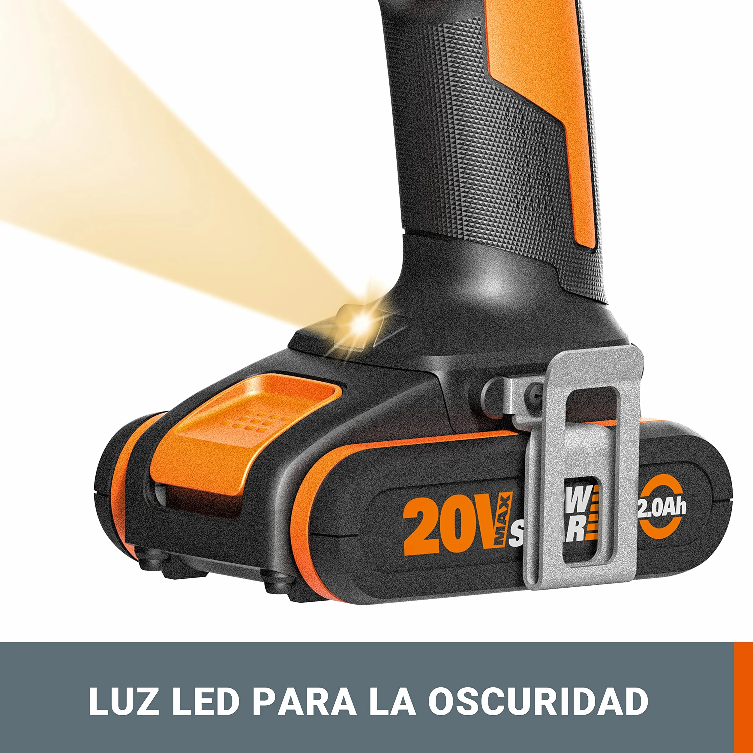 WORX Trapano a percussione senza fili 20 V WX370.2, 3 in 1, coppia massima di 50 Nm, mandrino 13 mm (multimateriale, 2 velocità, leggero ed ergonomico, con 1 batteria, caricabatterie, set di 51