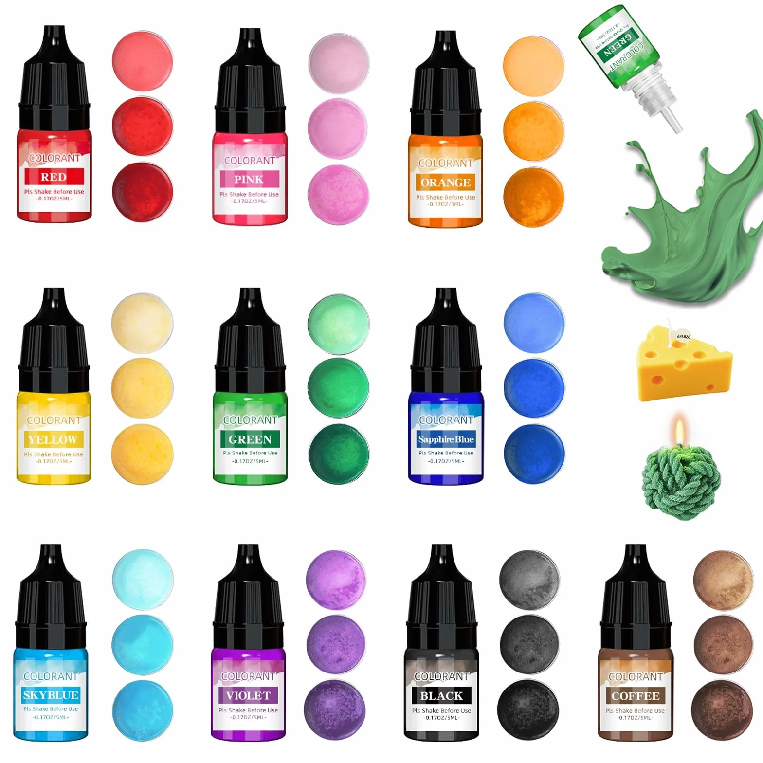 10 pezzi Candele Coloranti Coloranti per Cera di Candela Pigmenti colorati per polvere da colata Altamente Concentrato Coloranti per Cera per Candele Fai da Te per la produzione tintura