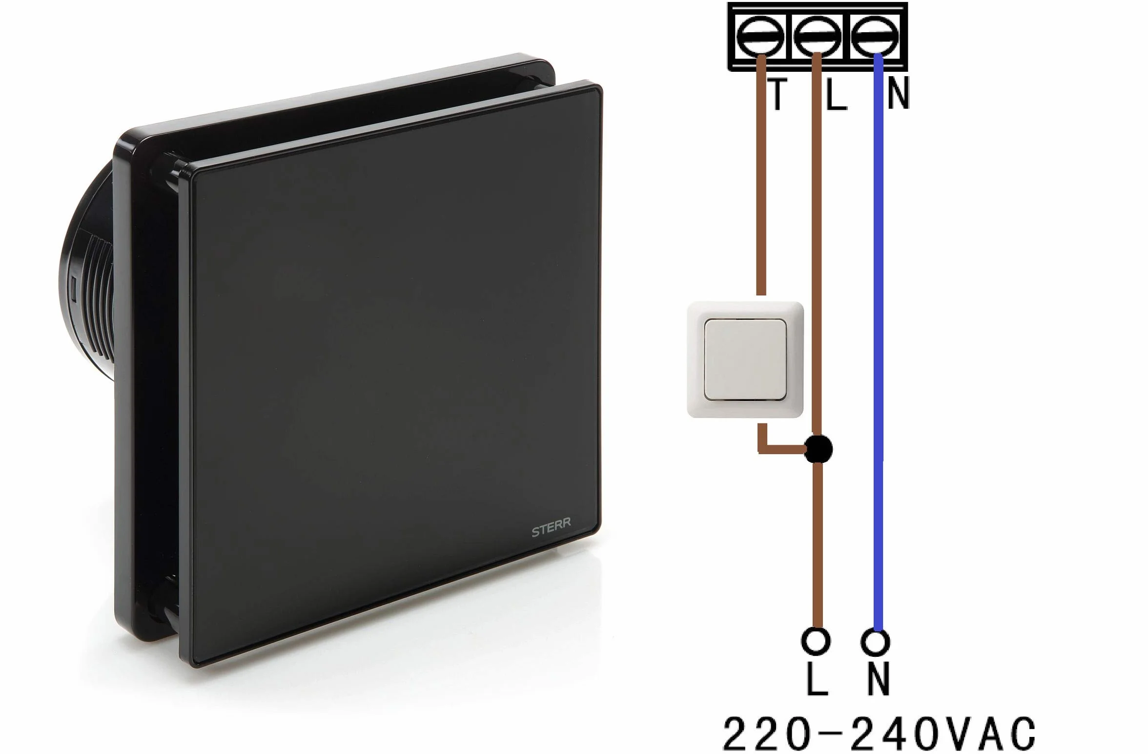 STERR Ventilatore da bagno silenzioso 100 mm nero